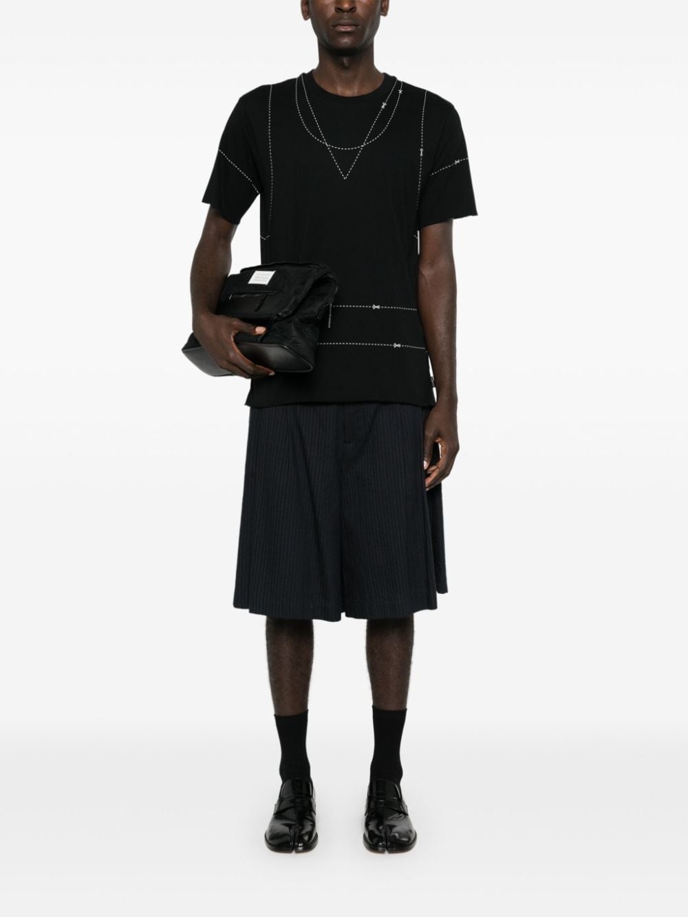 MM6 Maison Margiela stitch-print cotton T-shirt | REVERSIBLE