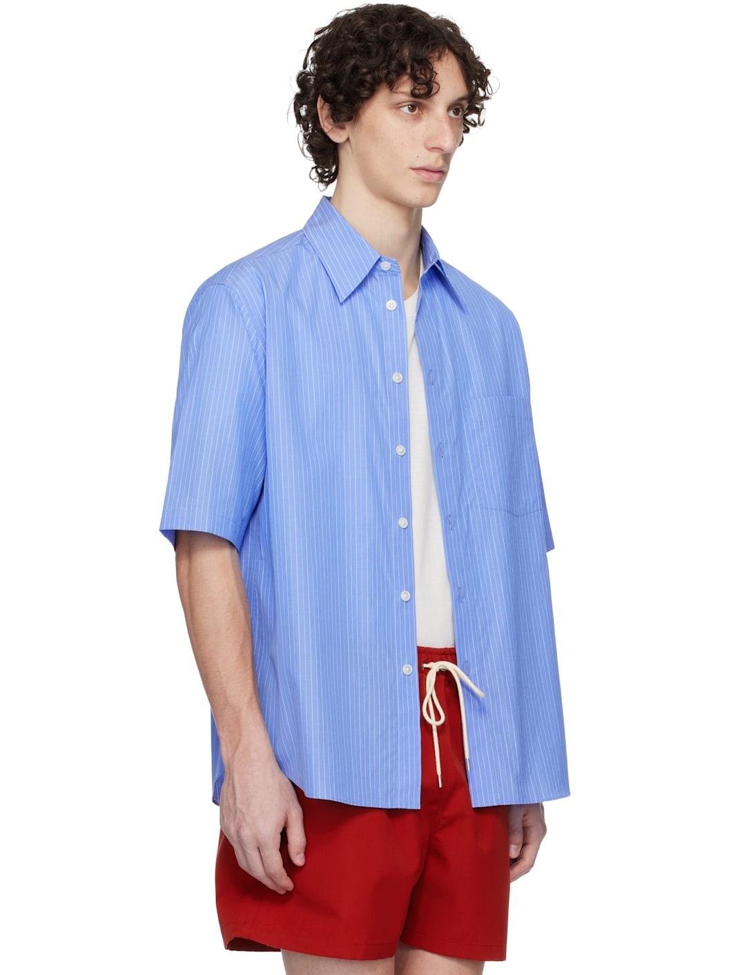 Blue Suvin High Count Cloth Stripe Shirt - 2