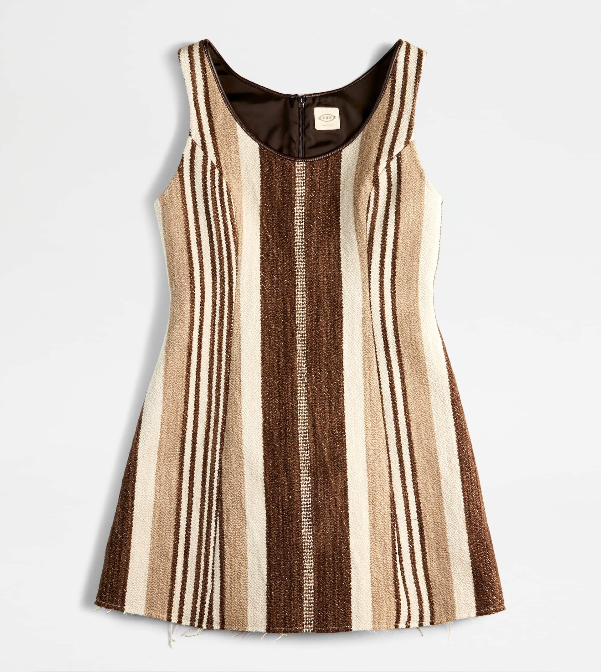 STRIPED DRESS - BROWN, BEIGE, OFF WHITE - 1