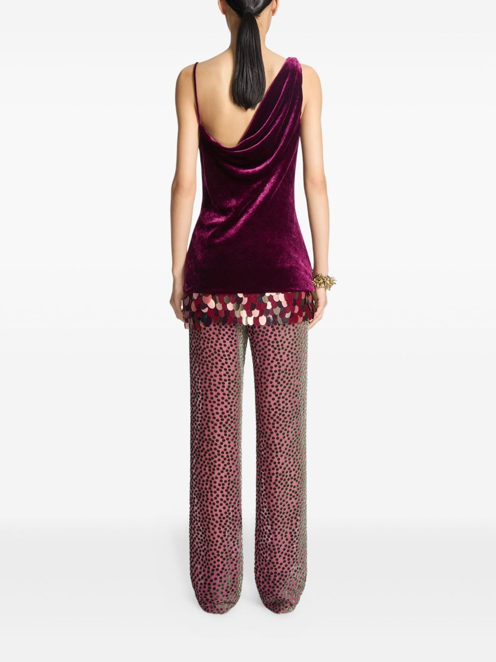cowl-neck velvet top - 4
