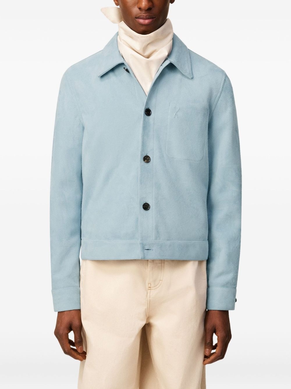 suede button-up jacket - 5