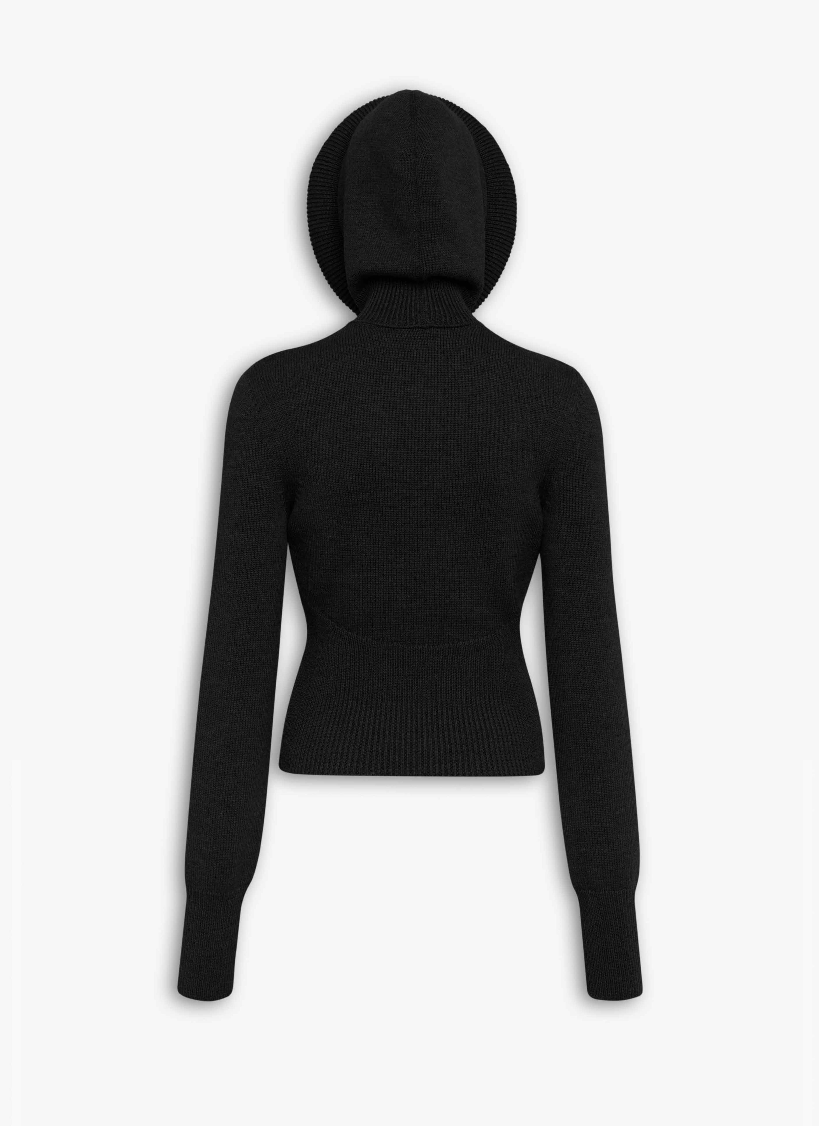 SCULPTURAL HOOD RIBBED KNIT JUMPER - 4