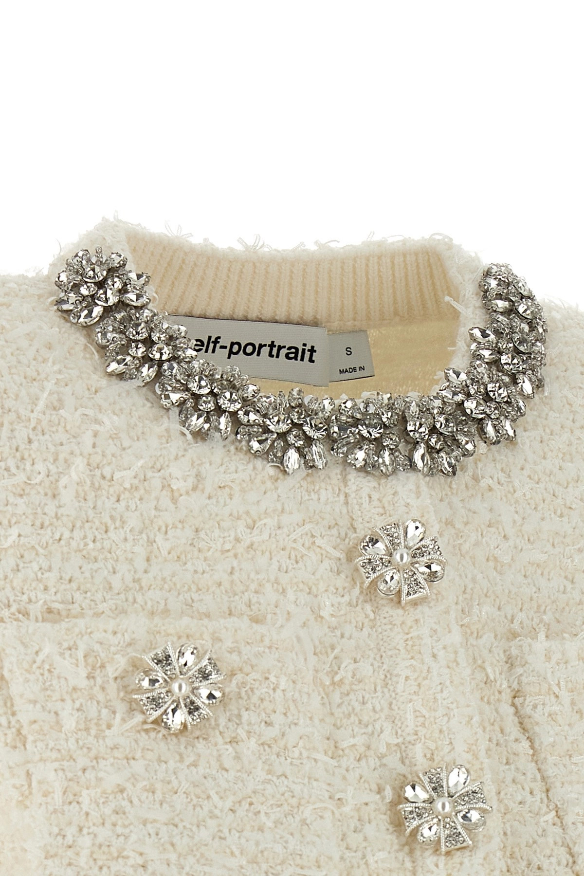 'Cream Textured Knit' cardigan - 5
