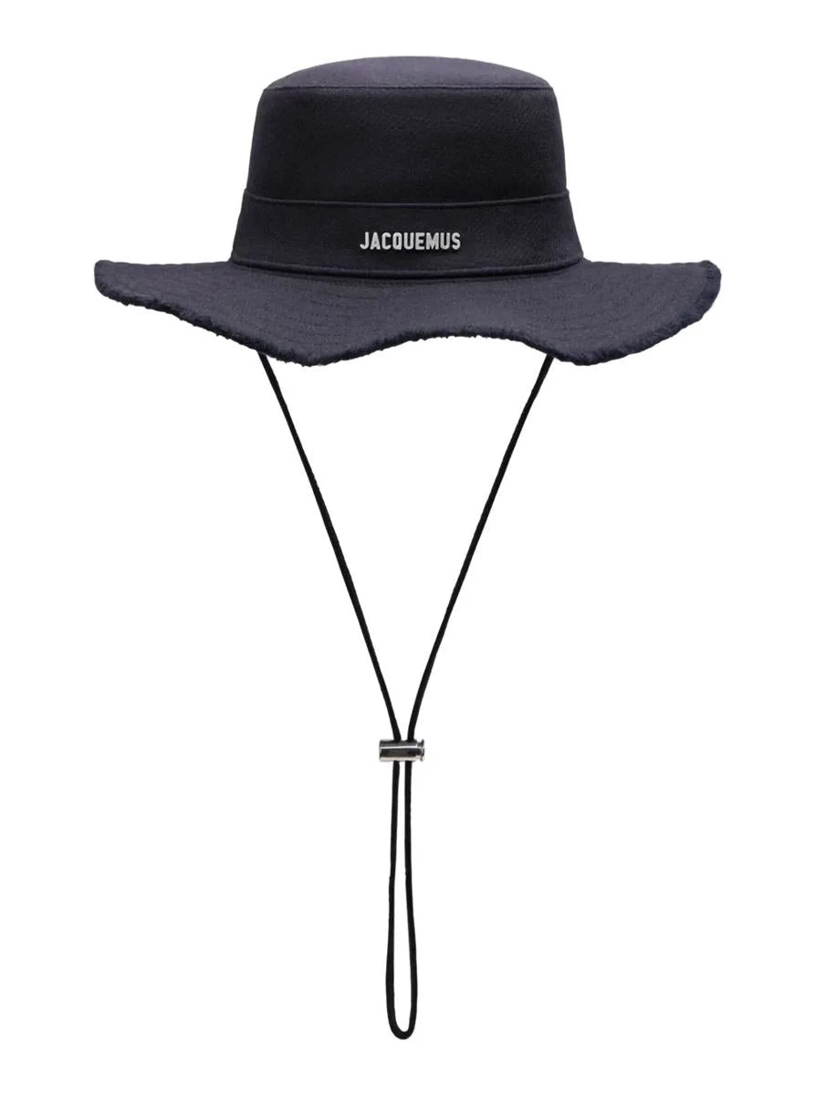 Jacquemus 'Le Bob Artichau' Blue Bucket Hat With Adjustable Drawstring And Fringed Hem In Cotton Ble - 1