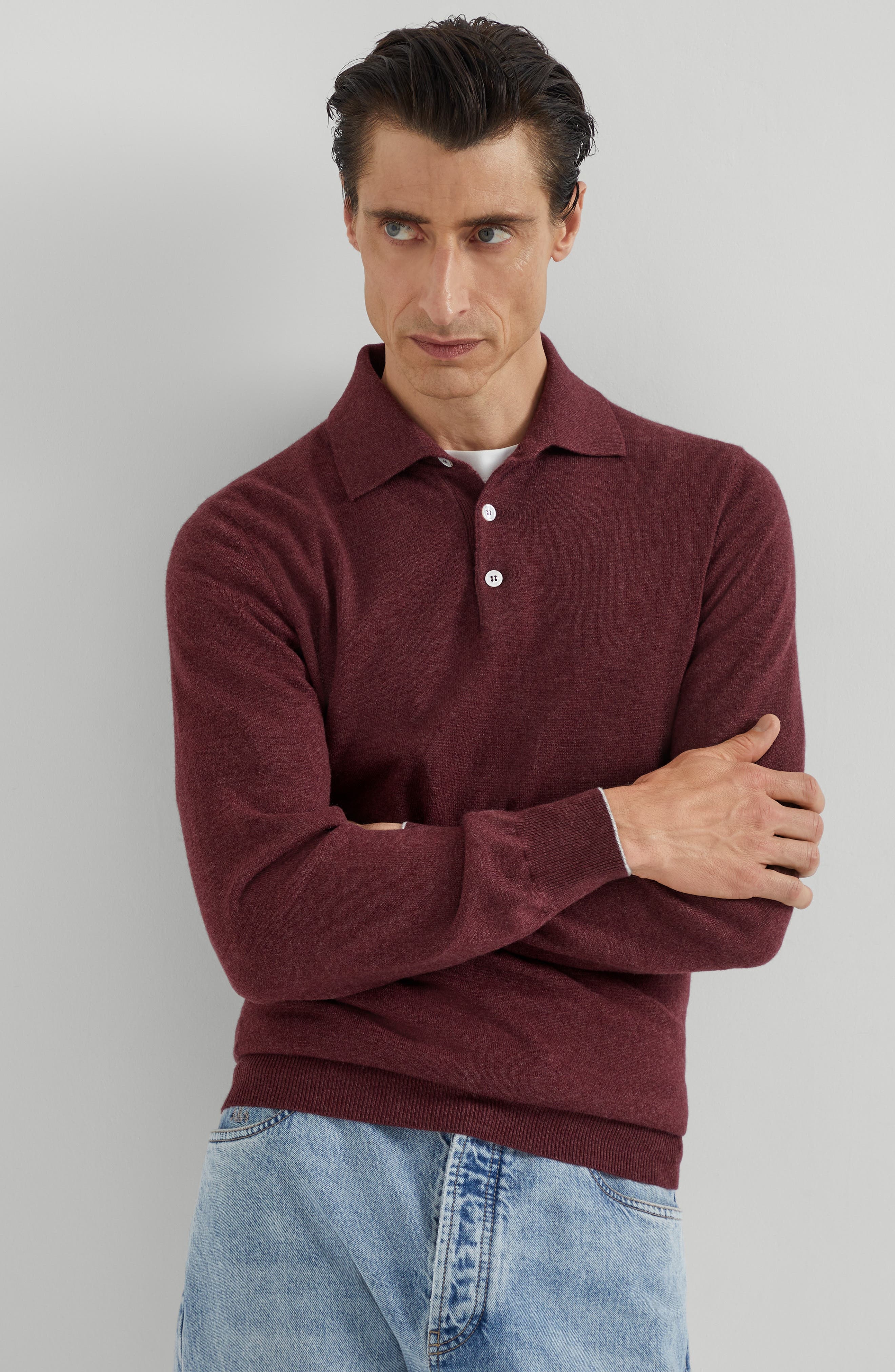 Brunello Cucinelli Polo-style sweater in Amaranth at Nordstrom - 2
