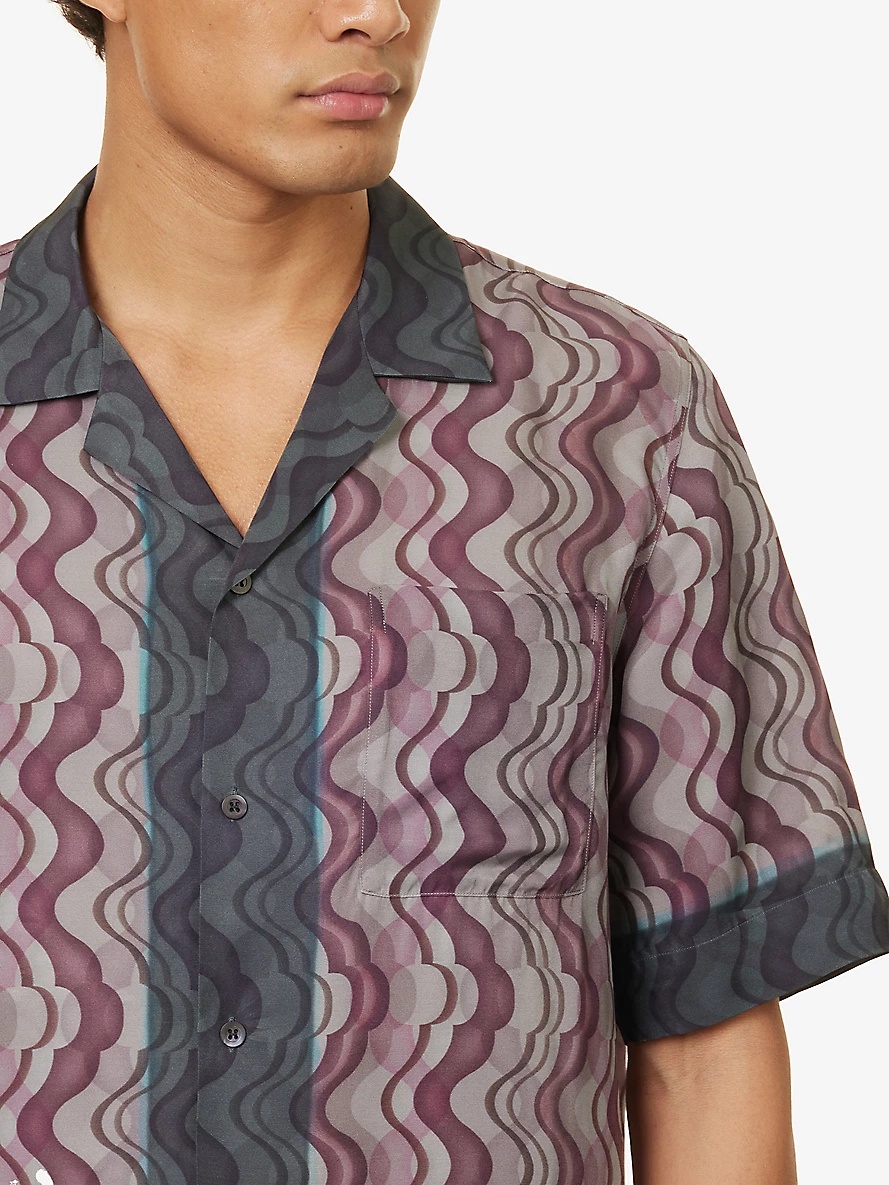 Abstract-print boxy-fit crepe shirt - 5