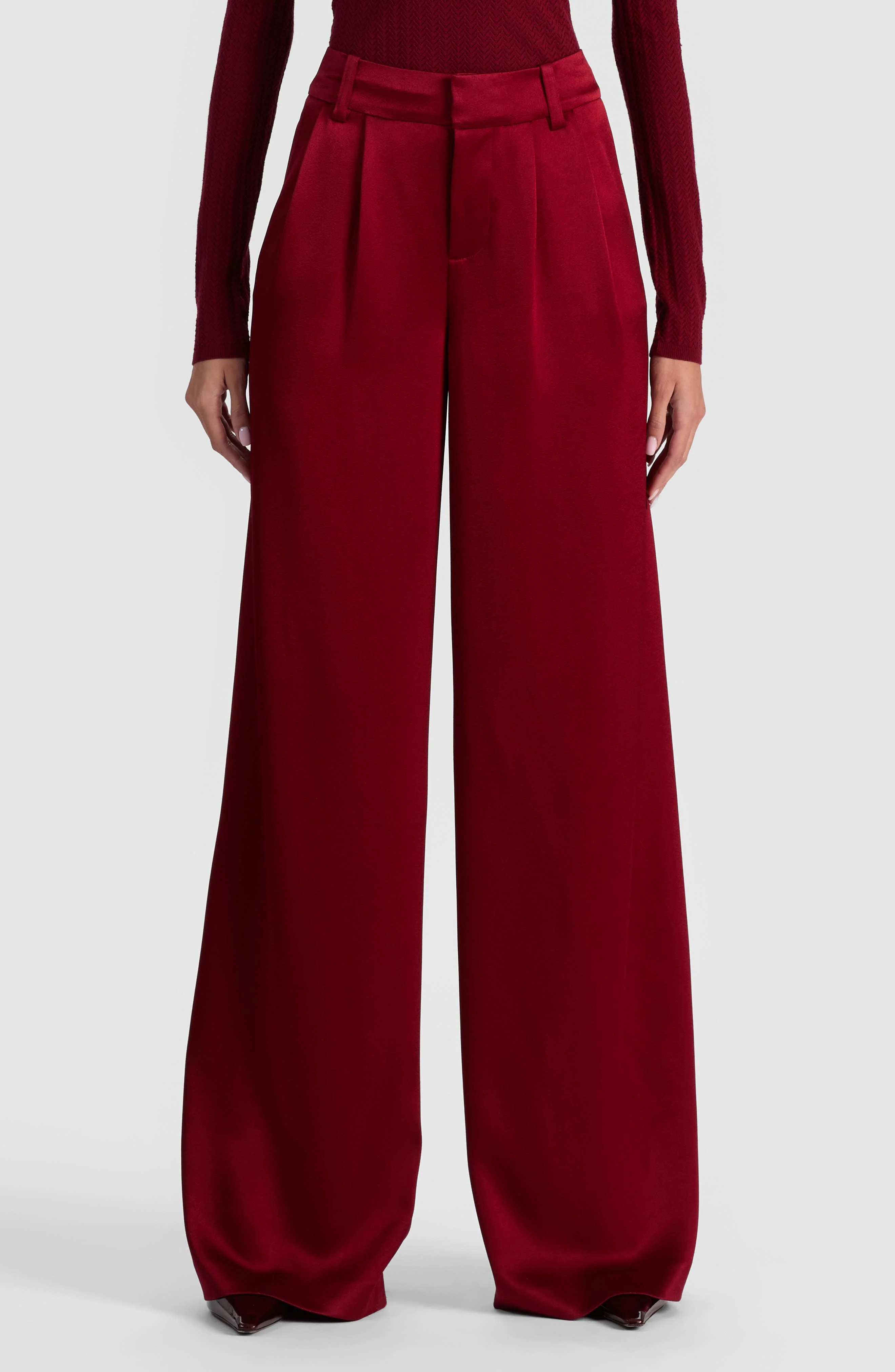Alice + Olivia Kennedy Double Pleat Pants in Oxblood at Nordstrom - 1