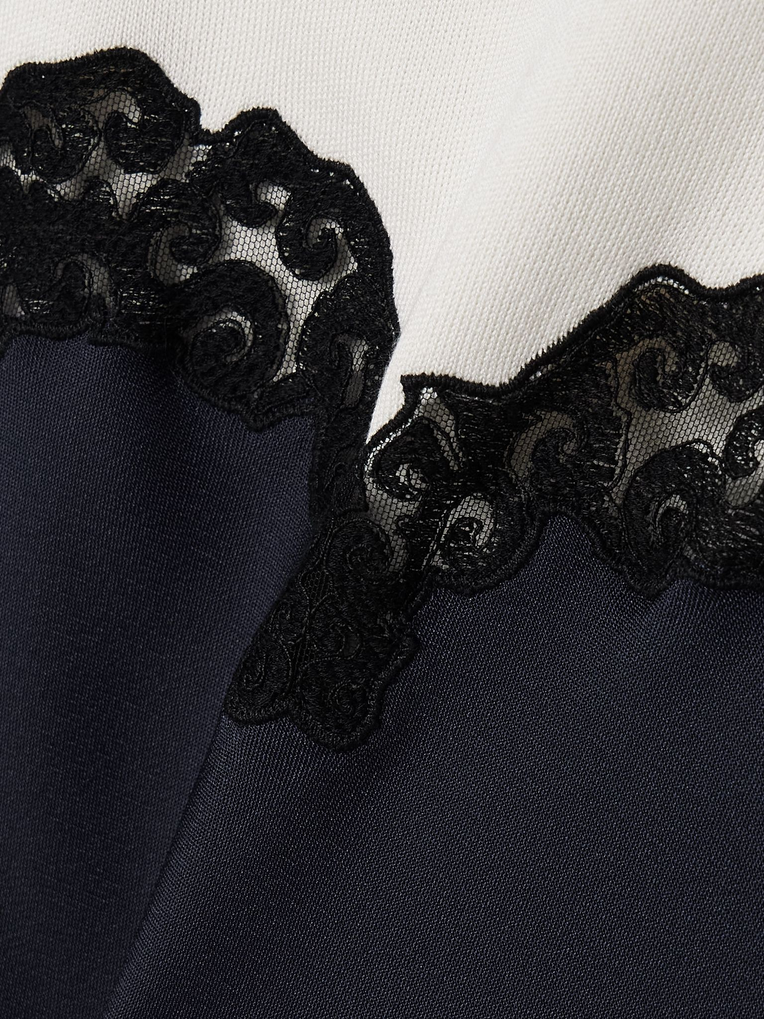 Amaryllis lace-trimmed silk maxi dress Navy - 4