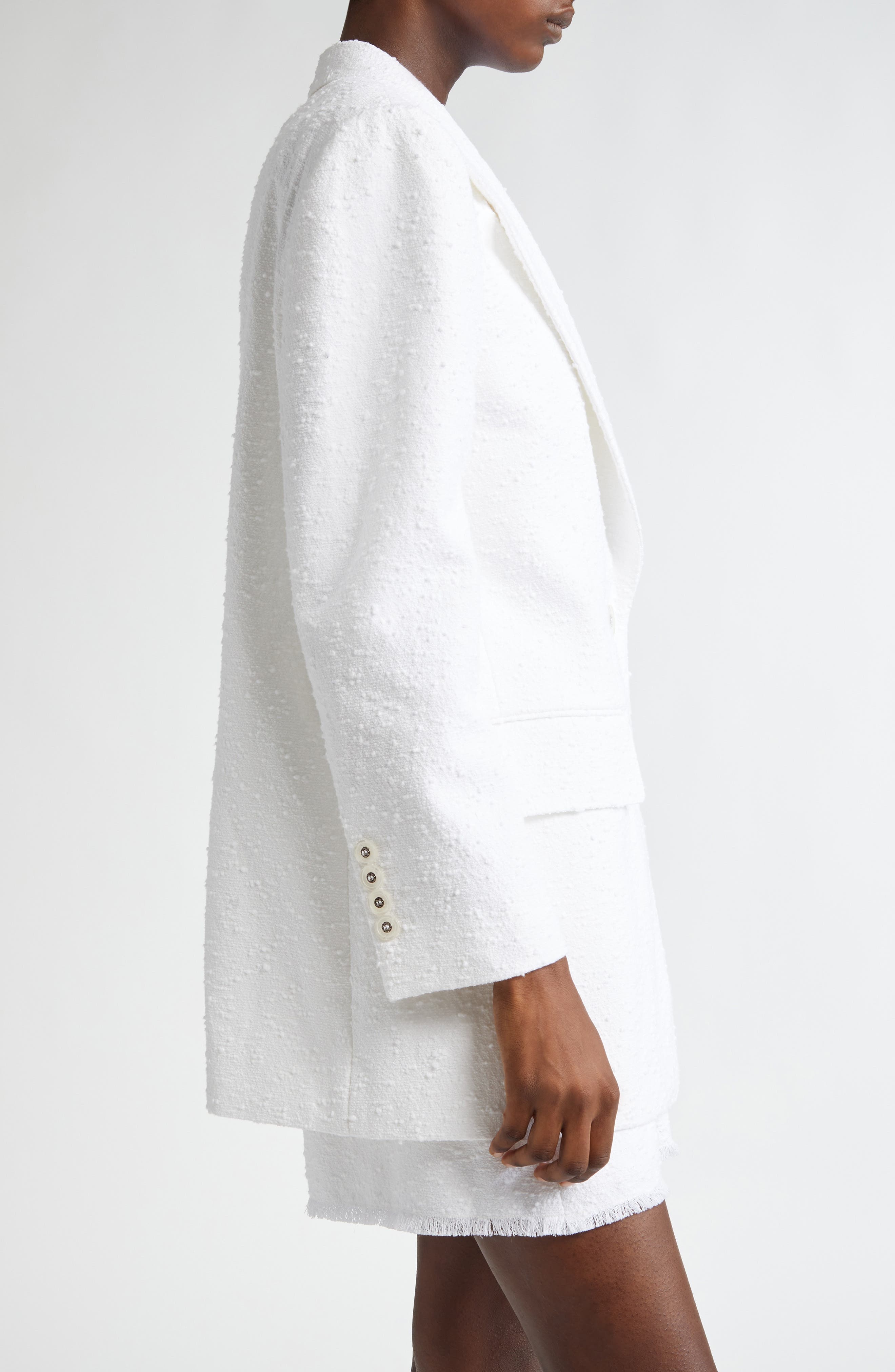 Dolce&Gabbana Single Breasted Raschel Tweed Blazer in Bianco Ottico at Nordstrom - 4