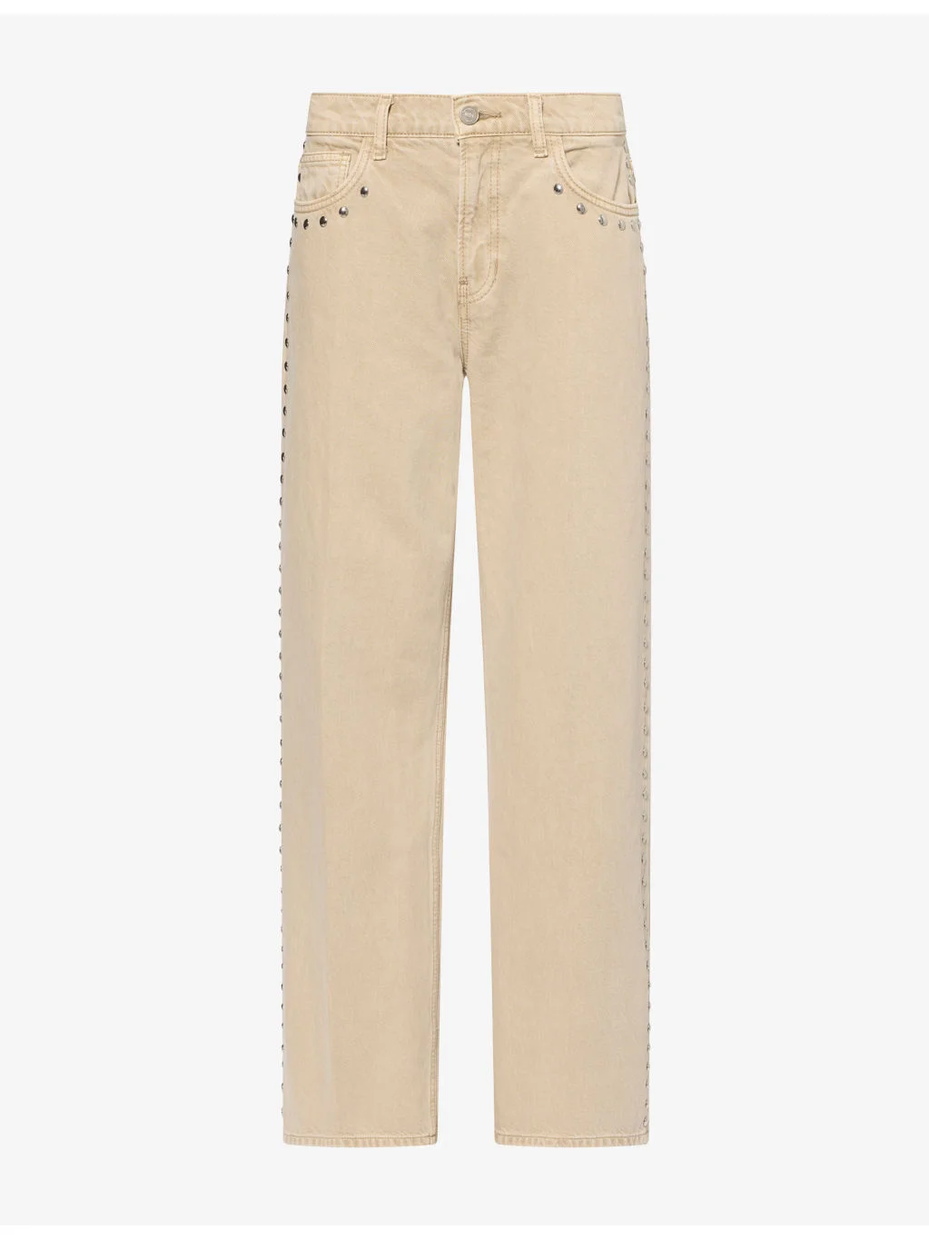 Cary Low-Rise Slouchy Wide-Leg Studded Denim Jeans - 1