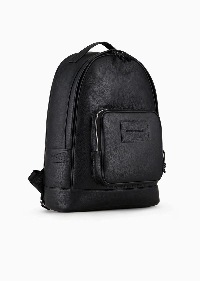 EMPORIO ARMANI Rounded backpack in tumbled leather outlook