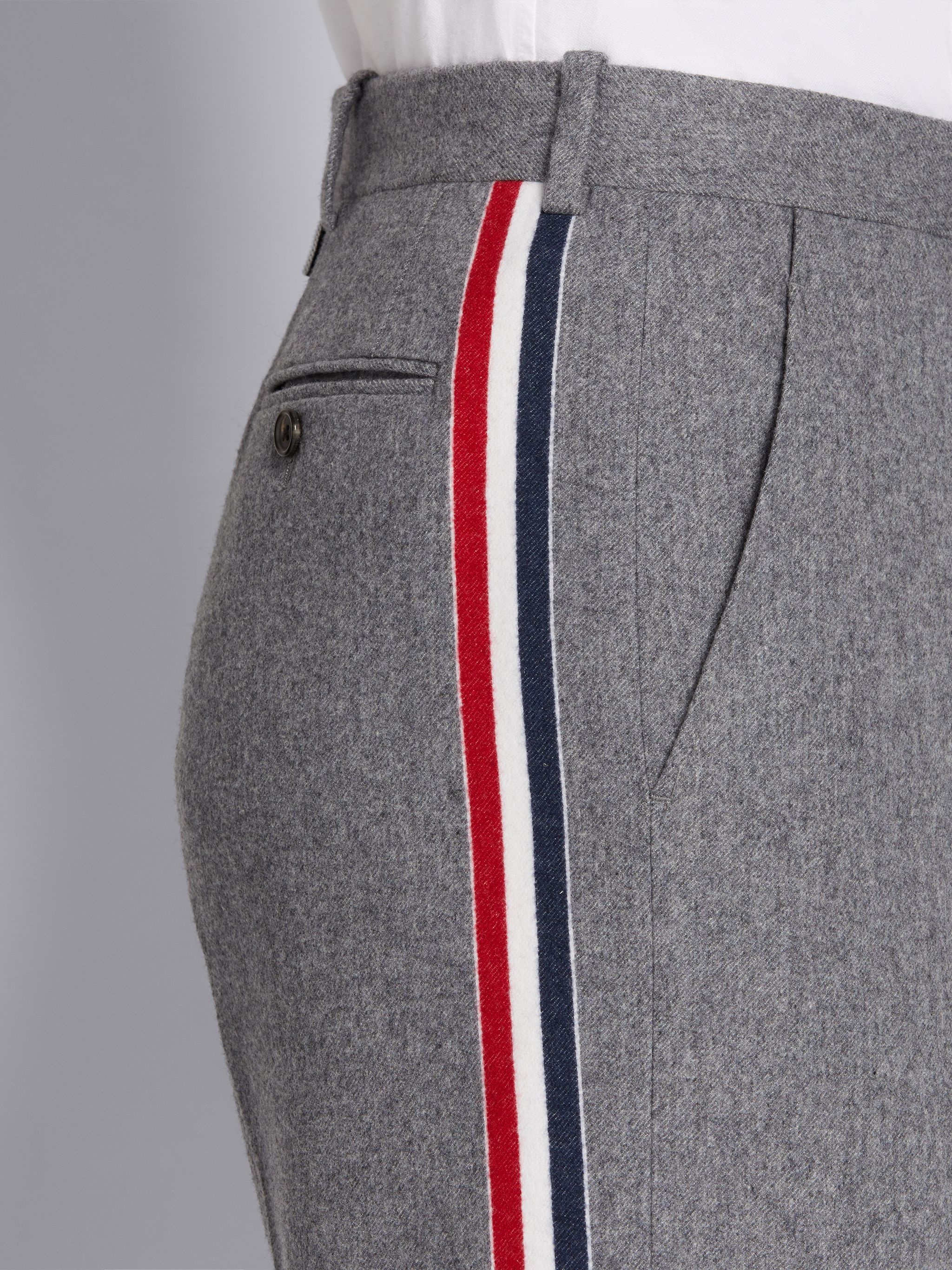Medium Grey Lightweight Boiled Wool Engineered Stripe Sack Trouser - 2