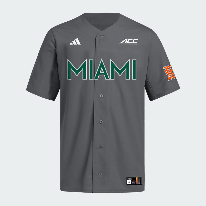 Miami Hurricanes Dark Grey Full Button Jersey 1
