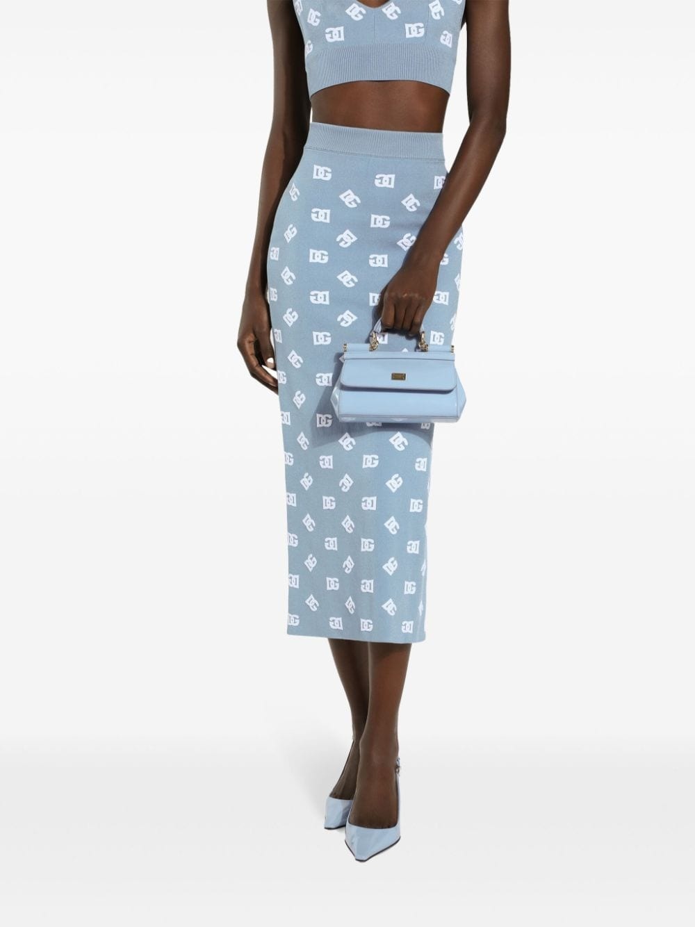 logo-print straight skirt - 5