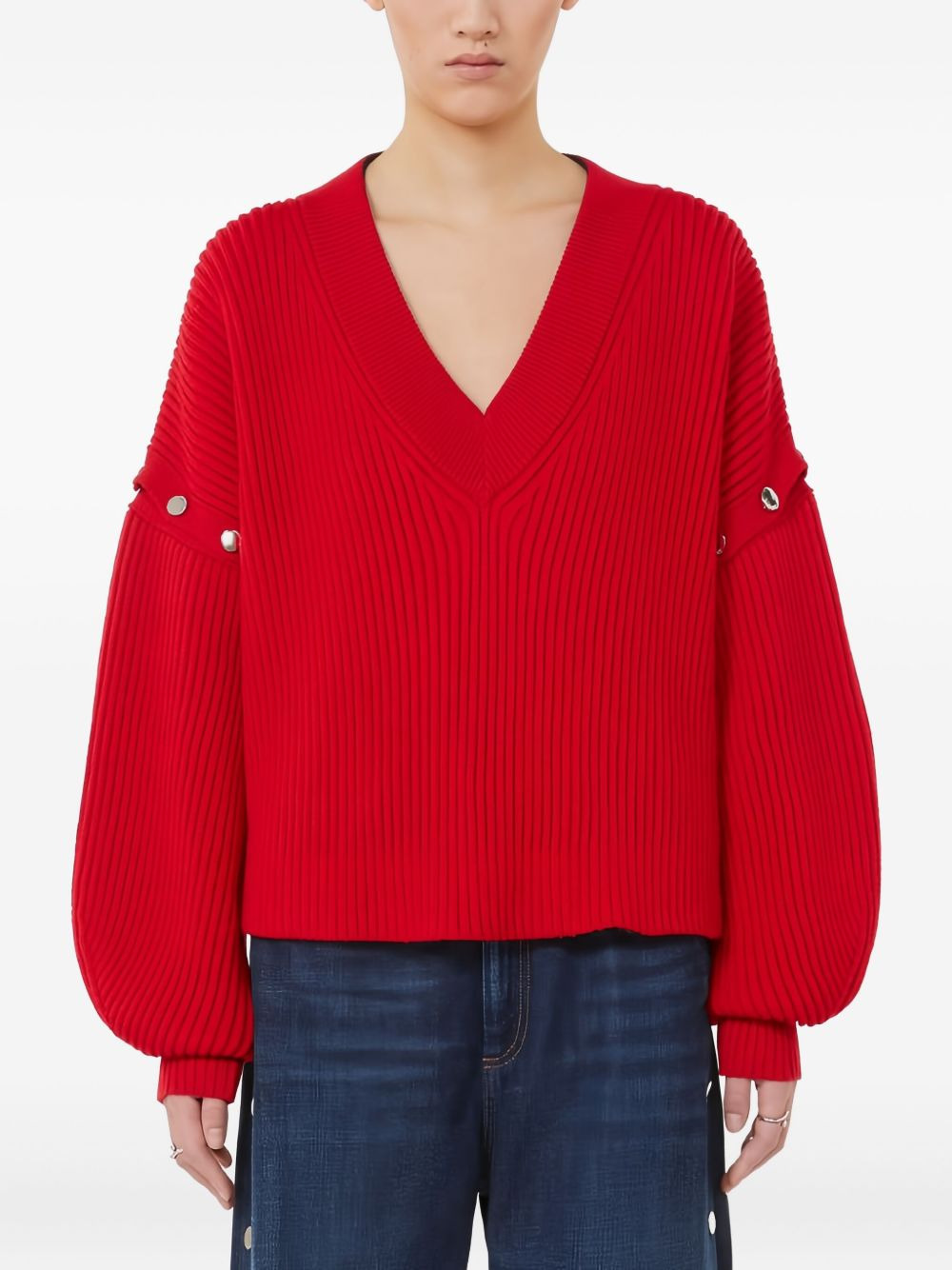 V-neck button-detail sweater - 2