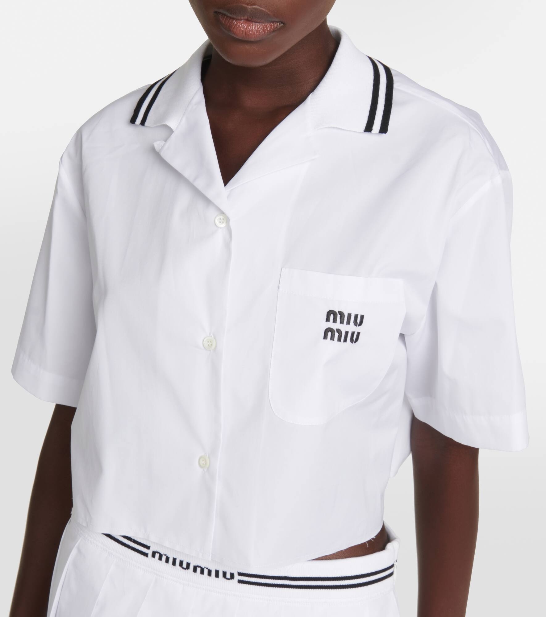 Logo cotton poplin cropped shirt - 5