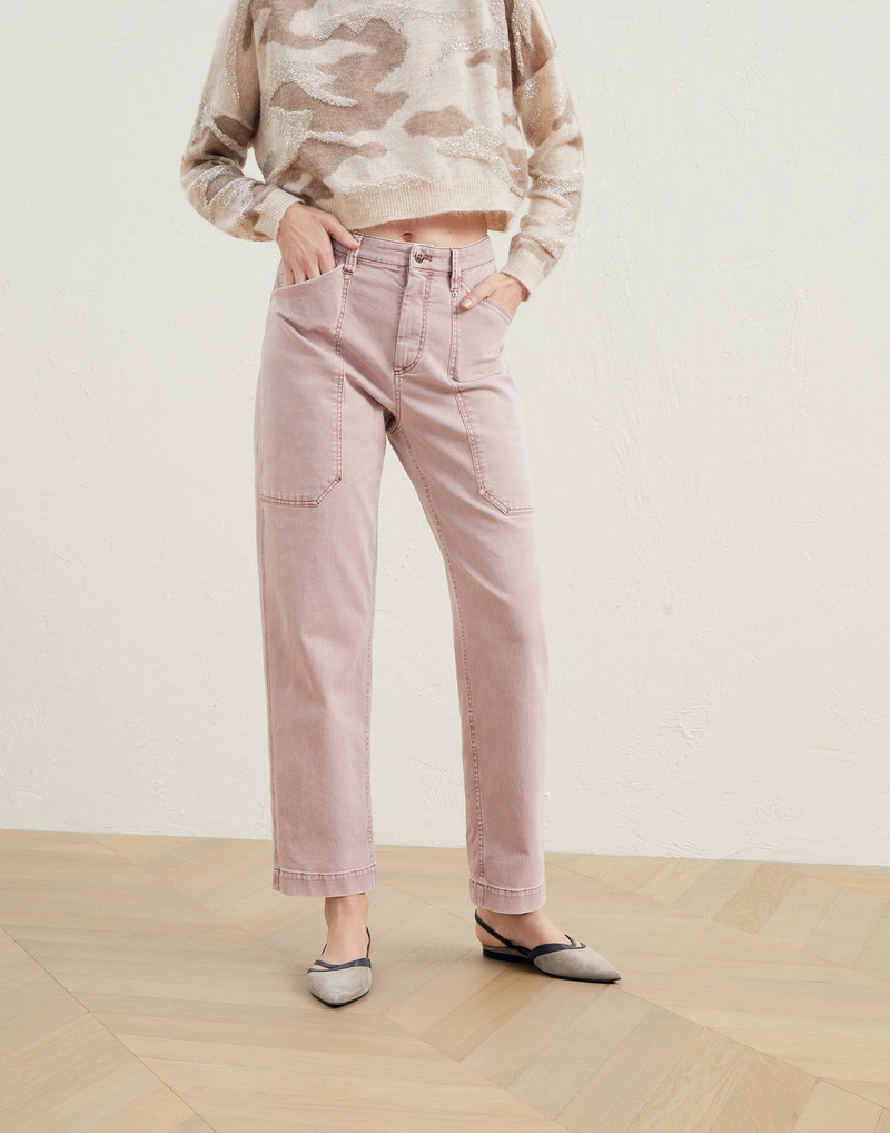 Dyed comfort denim baggy 유틸리티 바지 와 빛나는 탭 1