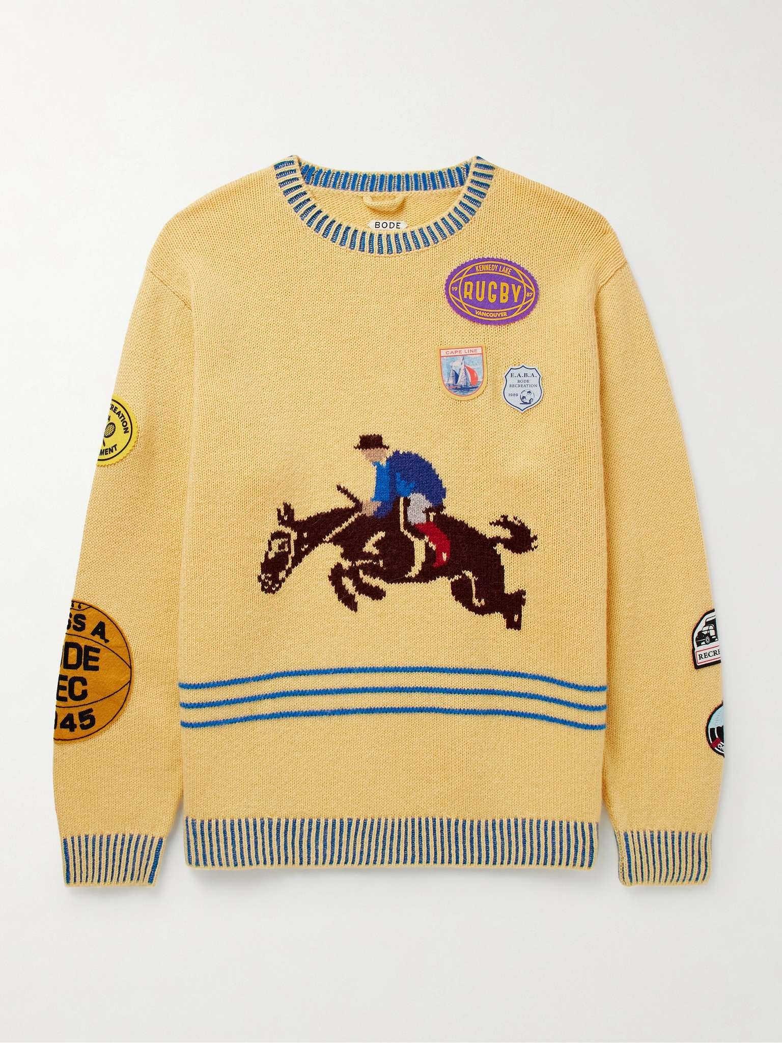 Jockey Appliquéd Intarsia Alpaca and Wool-Blend Sweater - 1