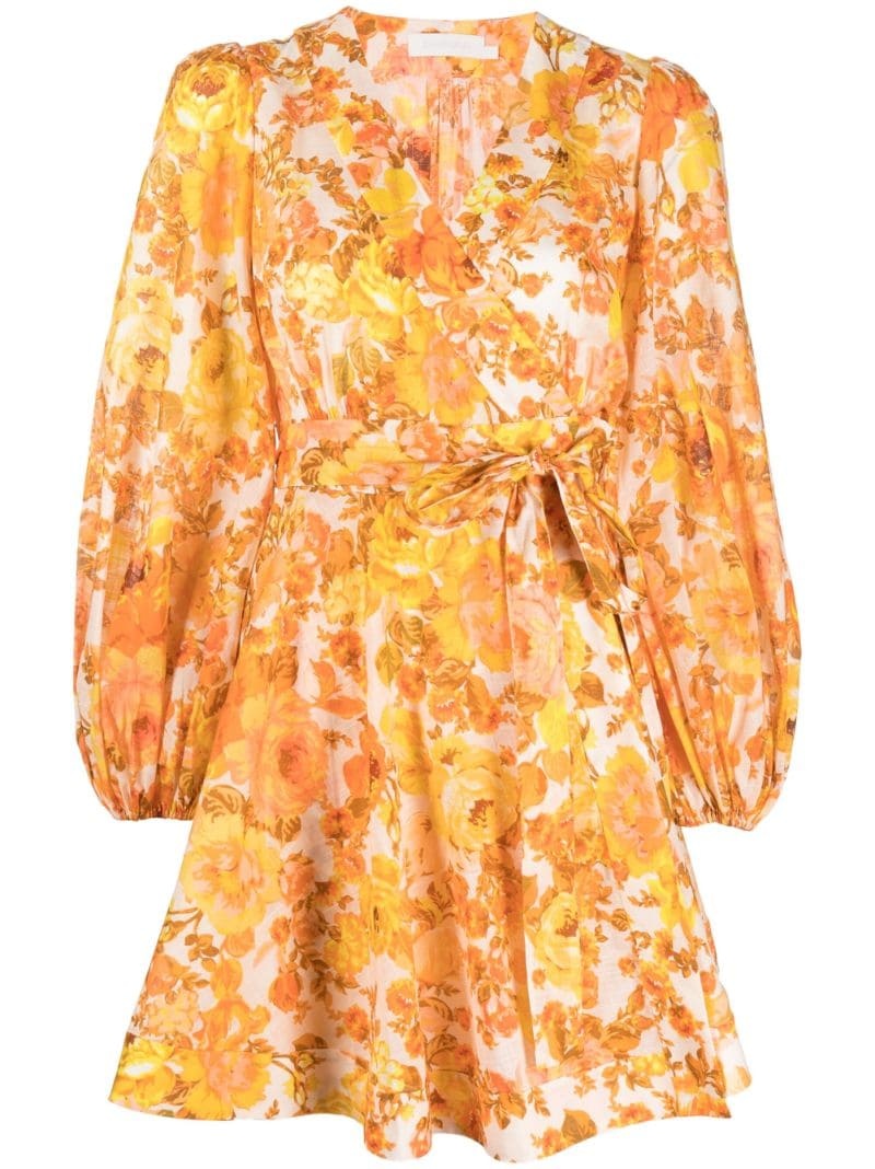 floral-print wrap dress - 1