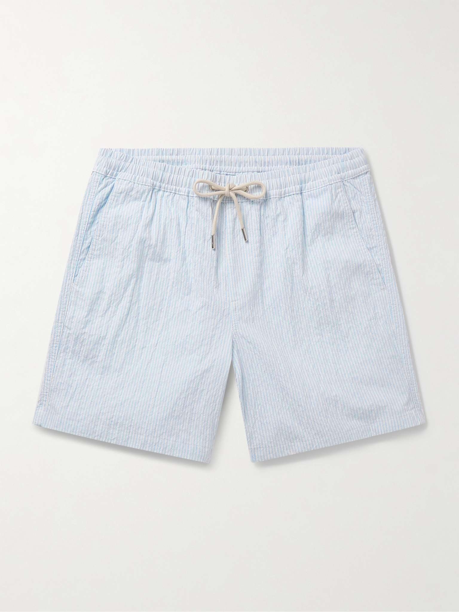 Gregor Straight-Leg Striped Cotton-Blend Seersucker Drawstring Shorts - 1