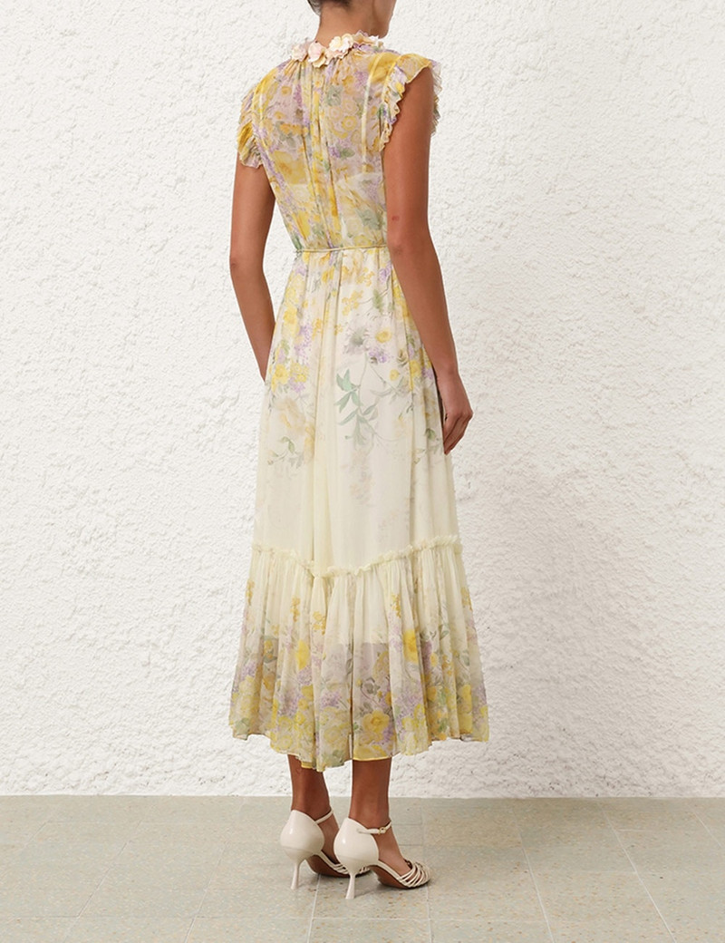 green emerald velvet dress Lovelorn Floral Flutter Dress