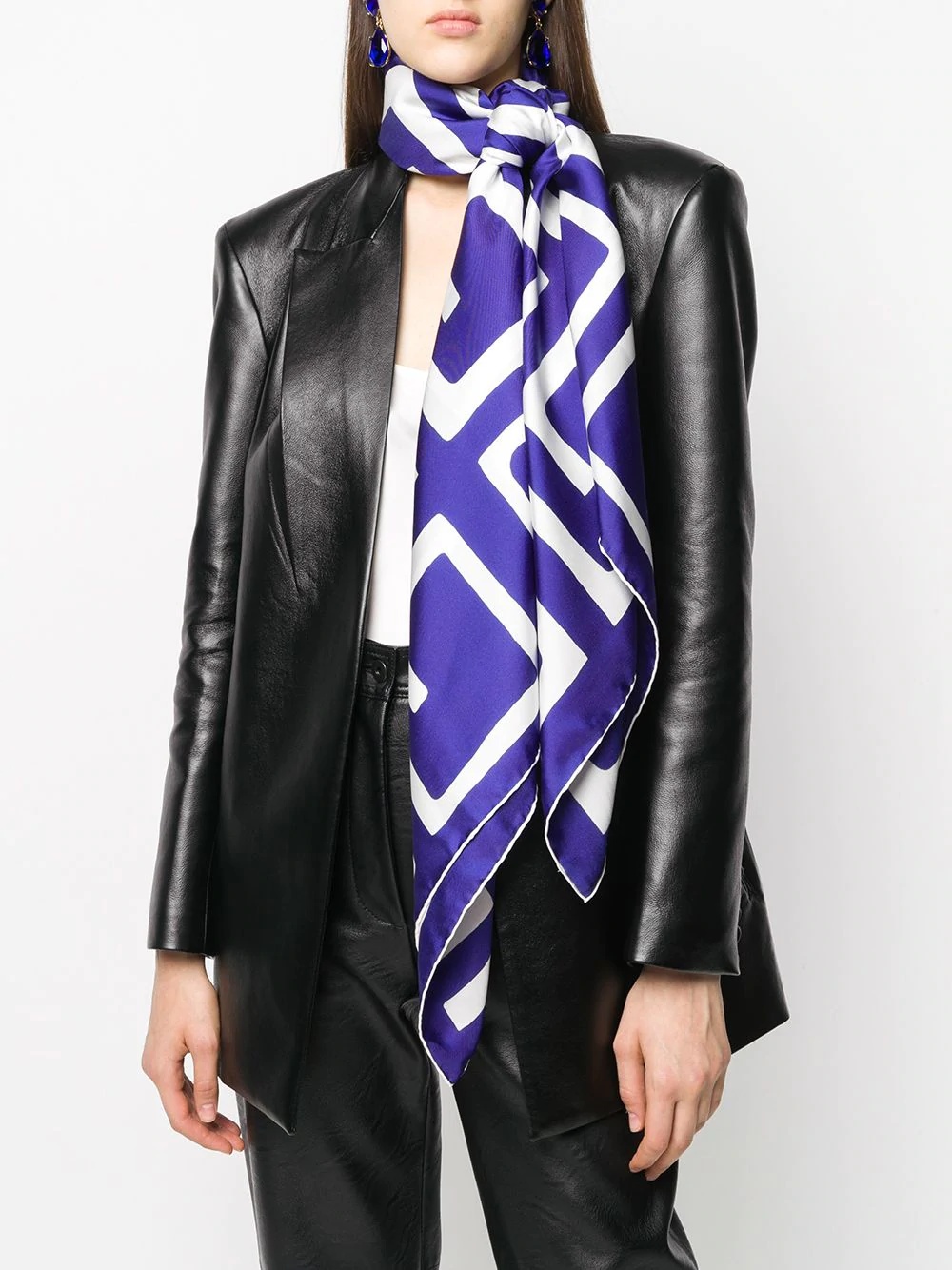 logo-print silk scarf - 2