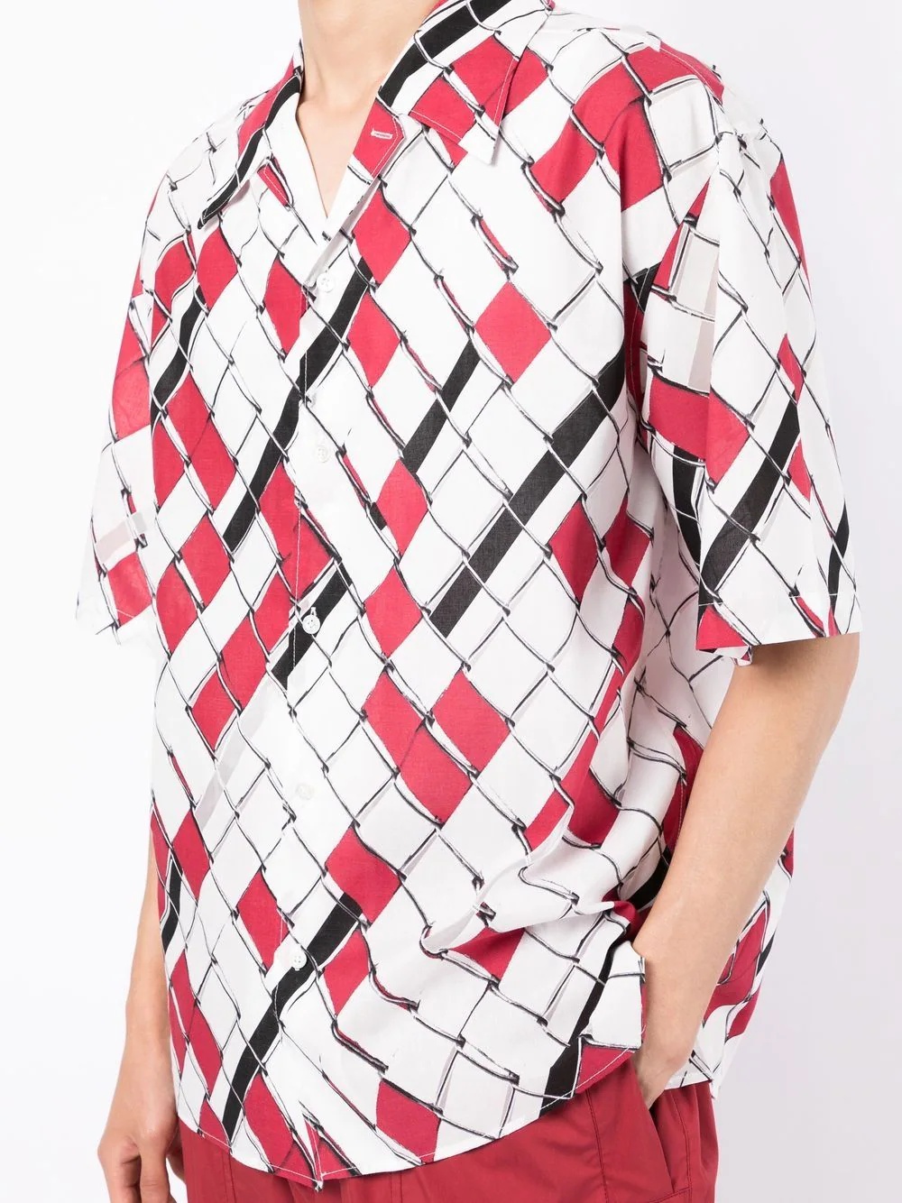 woven-print short-sleeved shirt - 5