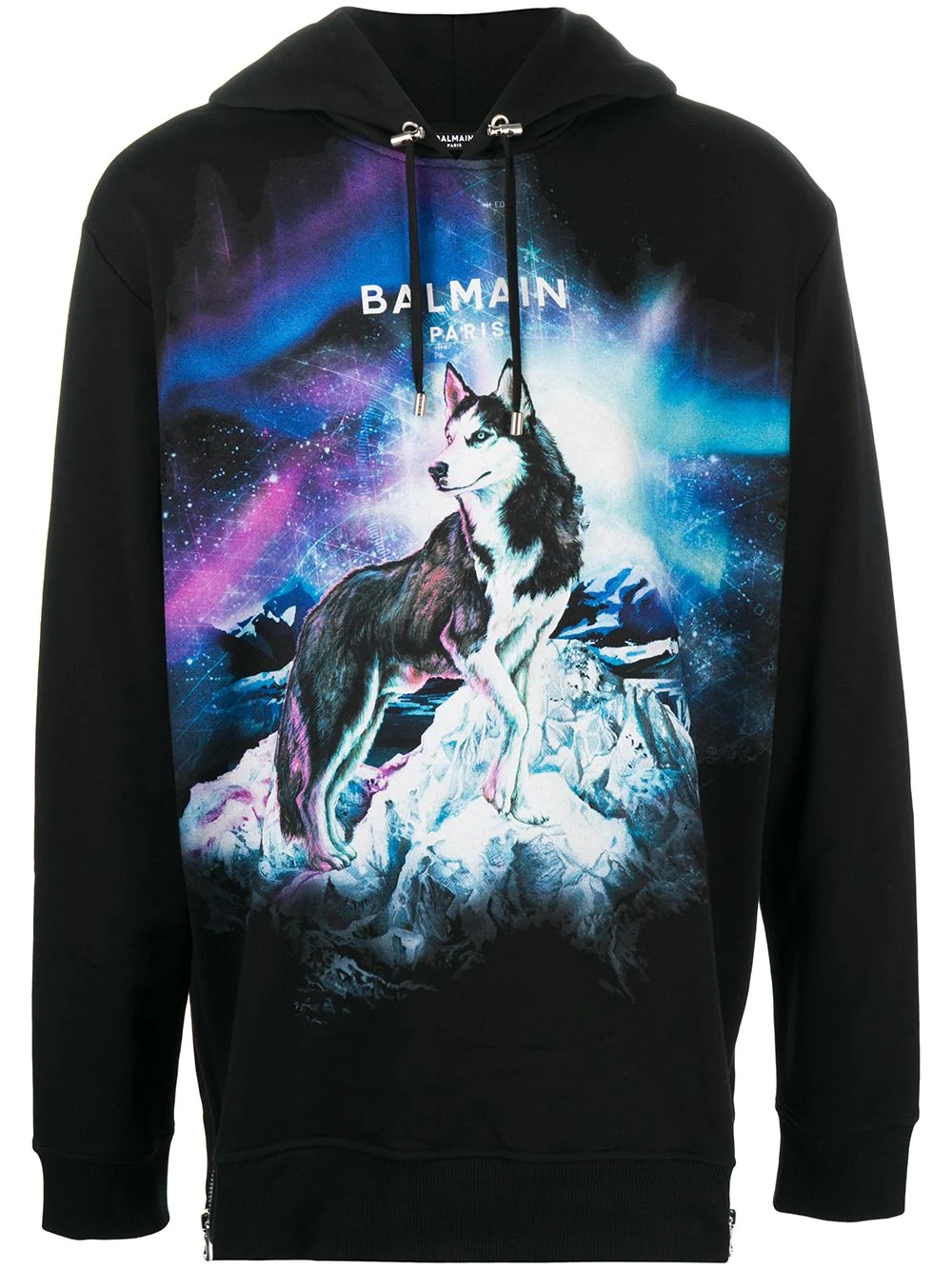 wolf print cotton hoodie - 1