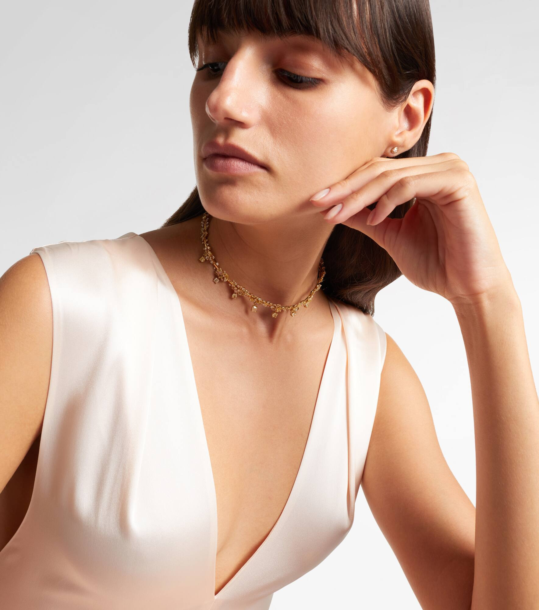 18kt gold choker with diamonds - 2