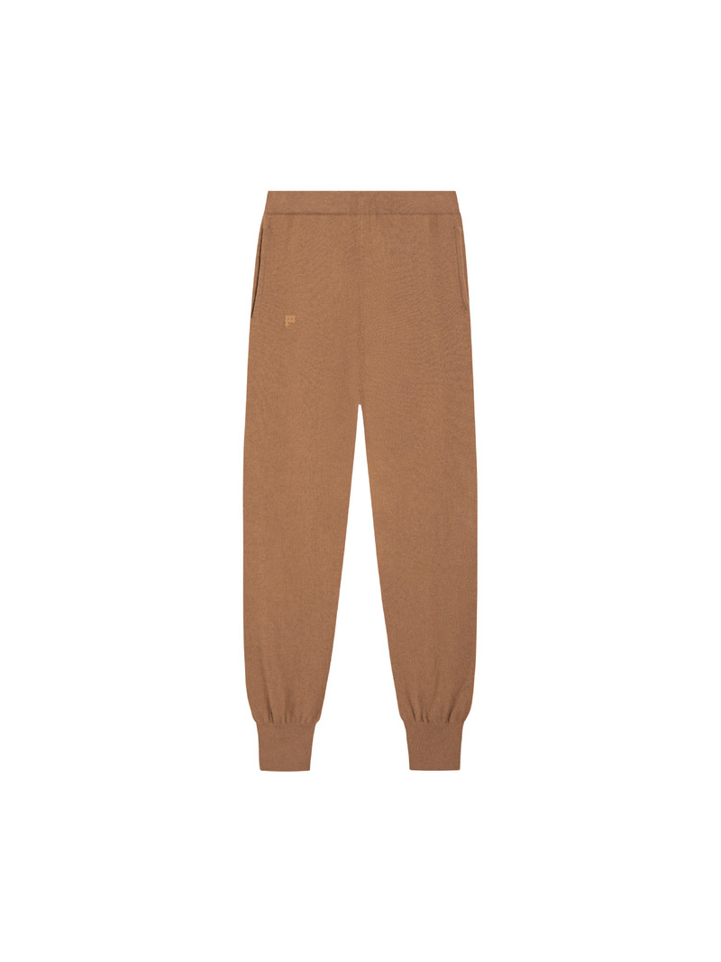 Womens Recycled Cashmere Track Pants - Camel 1