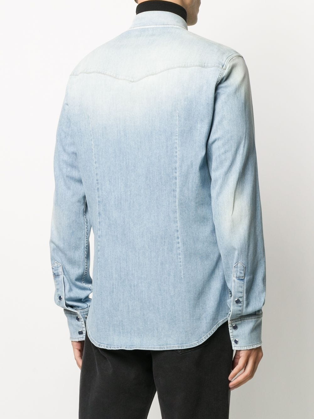 embroidered-logo denim shirt - 4