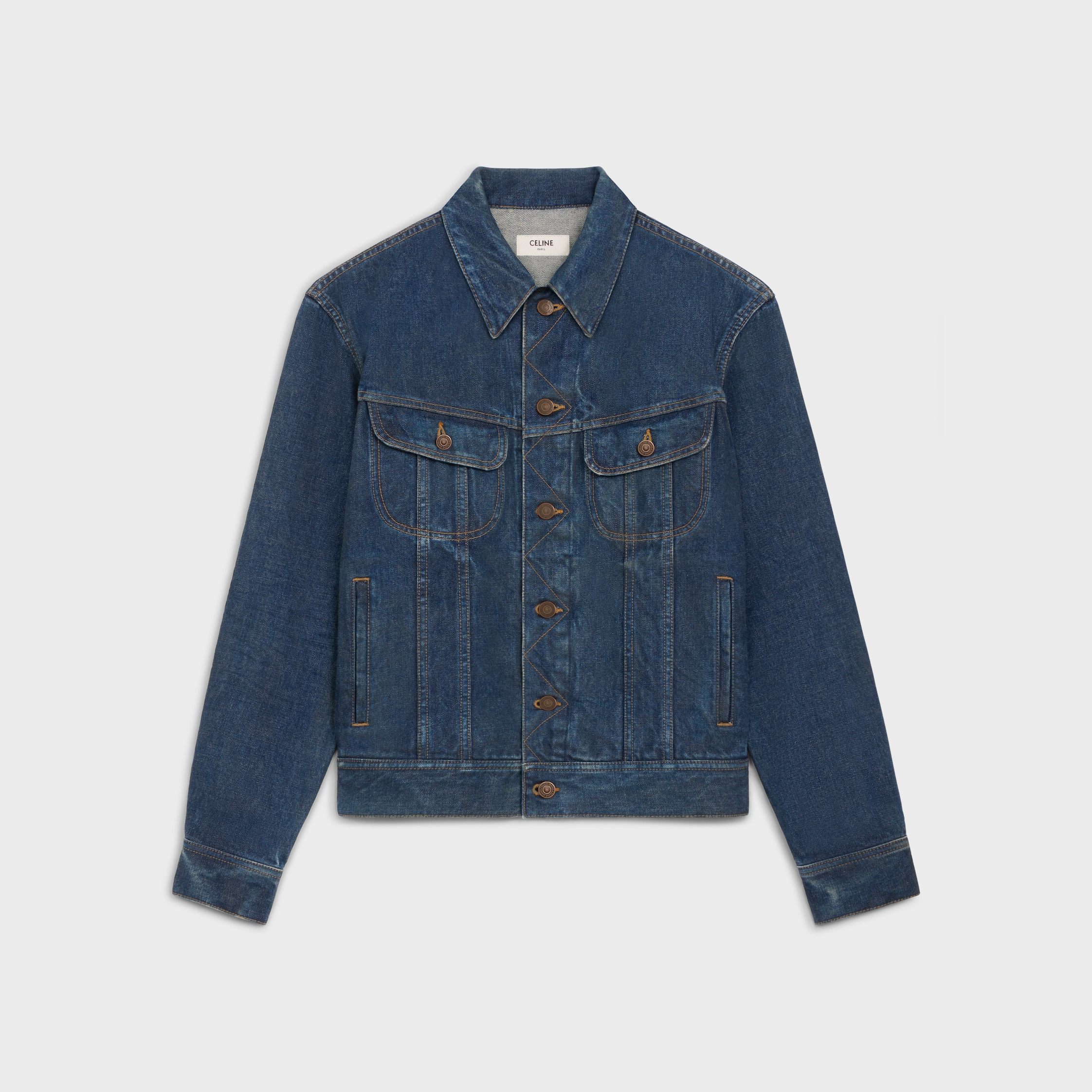trucker jacket in royal indigo wash denim - 1