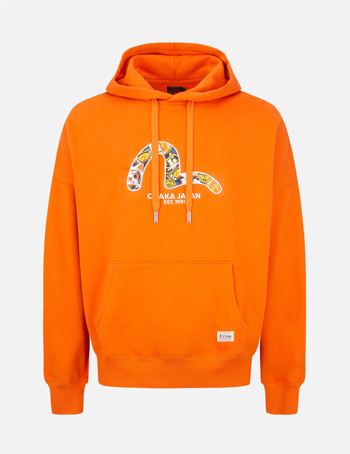 ZIP-UP DARUMA AND FORTUNE CAT PRINT HOODED SWEATSHIRT - 1
