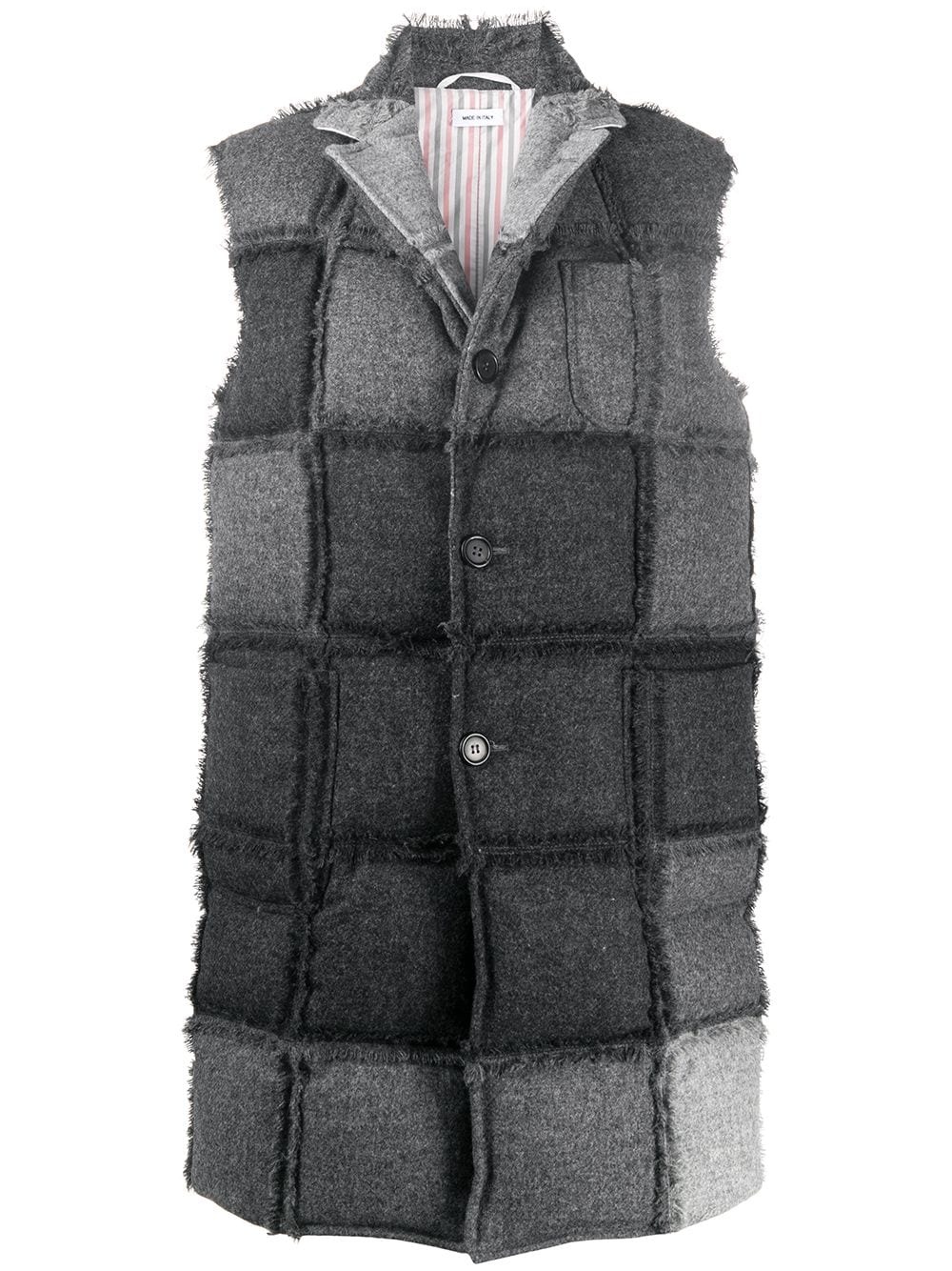 padded patchwork check coat - 1