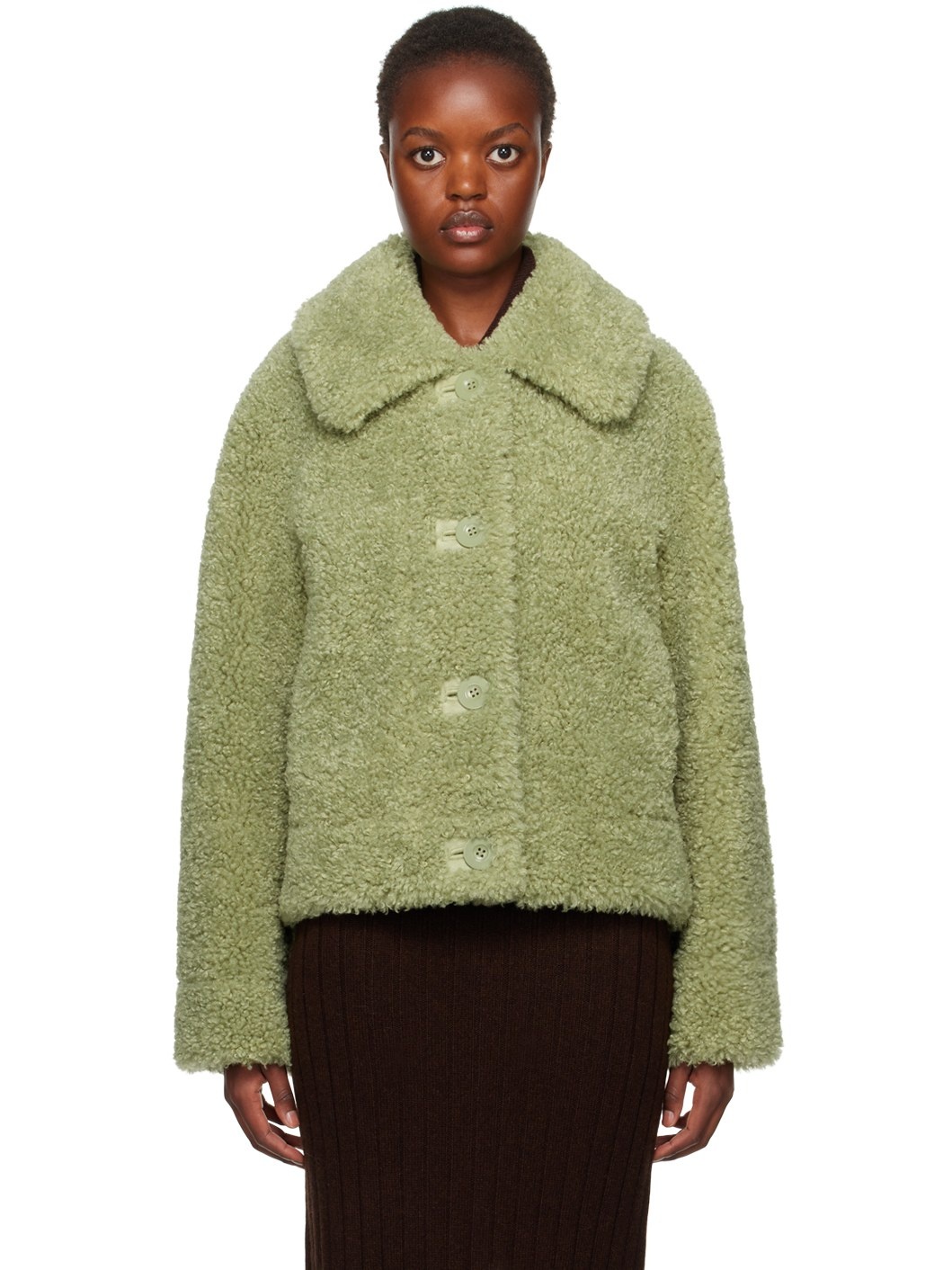Green Melina Faux-Shearling Jacket - 1