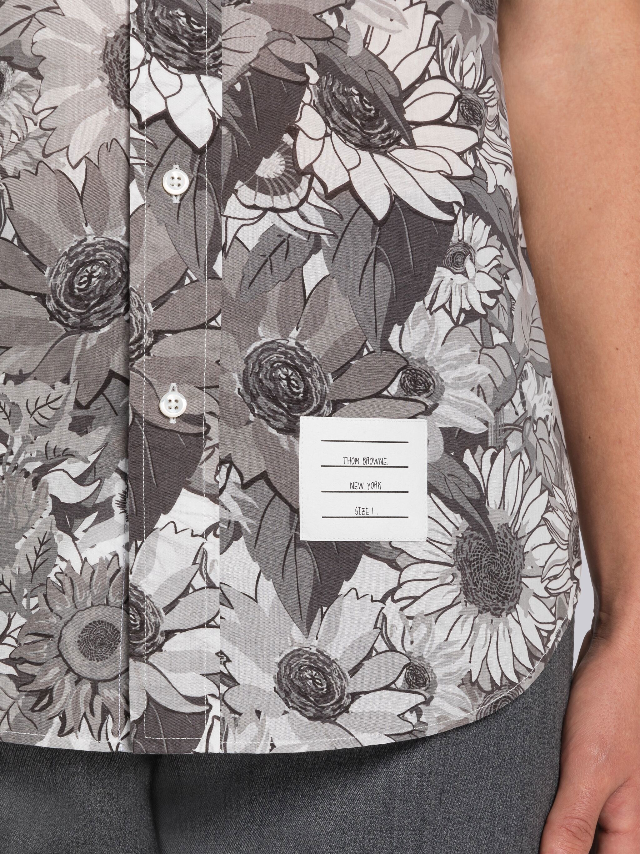 FLORAL COTTON VOILE STRAIGHT FIT BUTTON DOWN SHORT SLEEVE SHIRT - 5