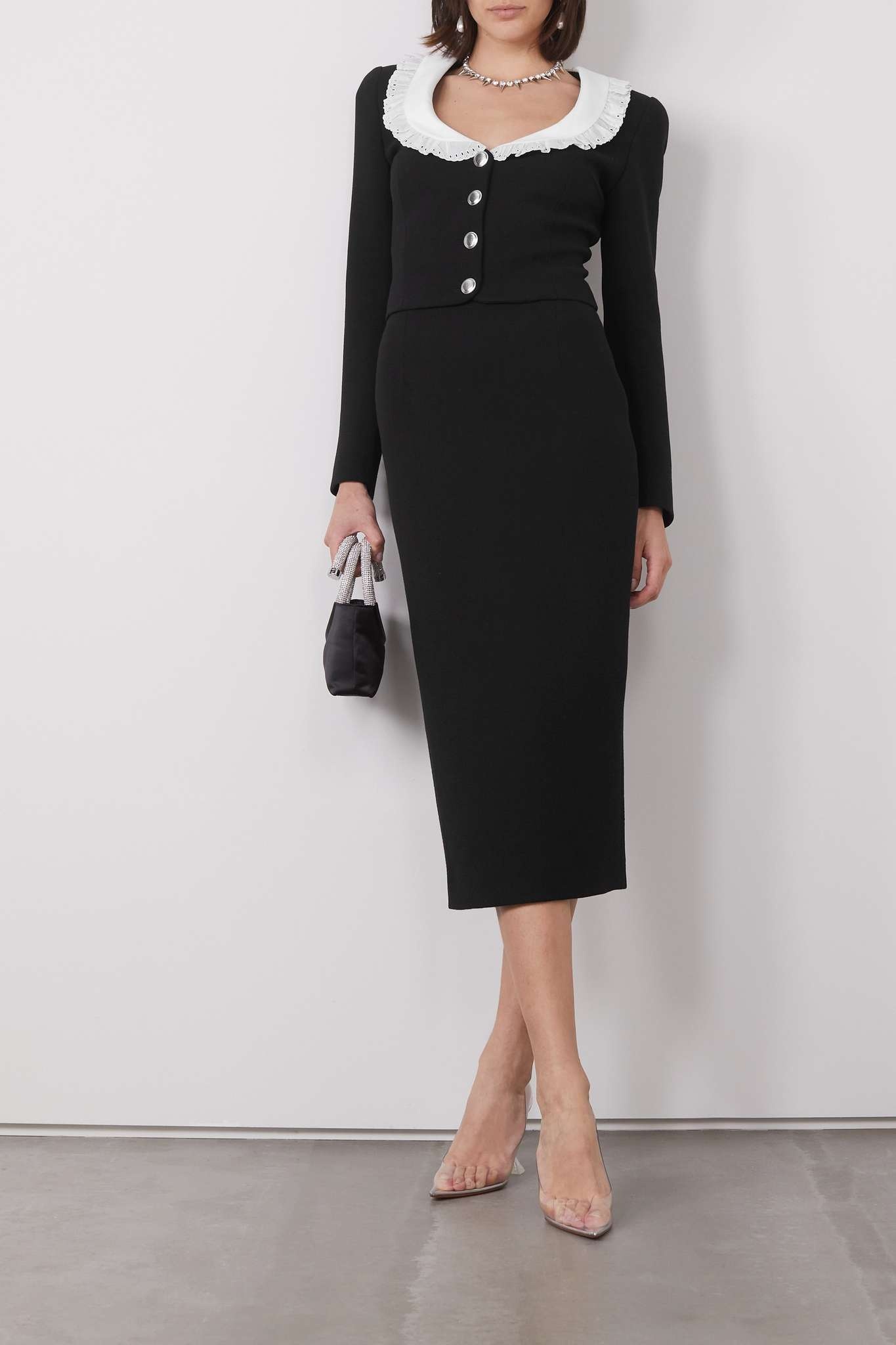 Alessandra Rich wool-bouclé pencil skirt - Black