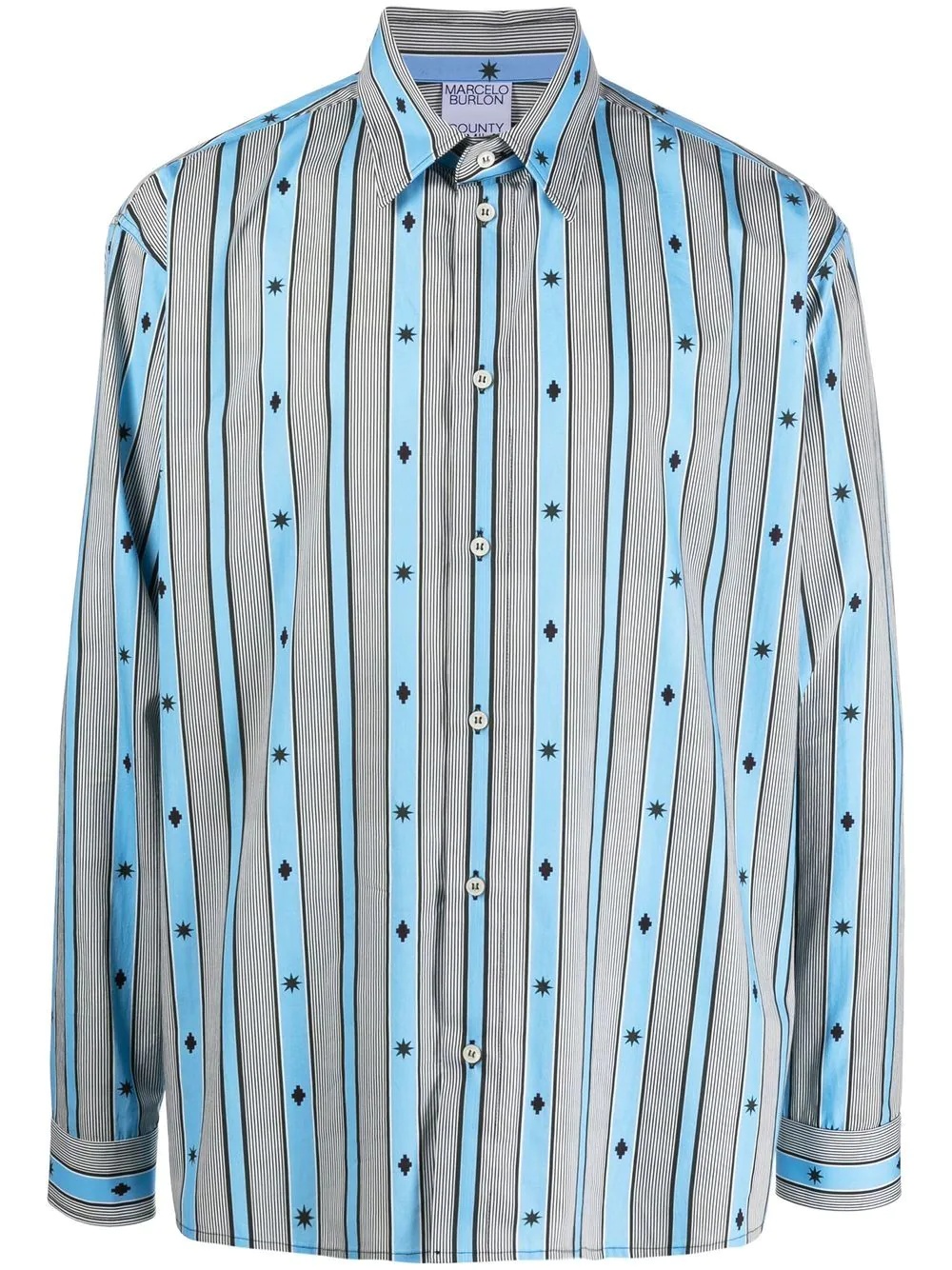 striped button-up shirt - 1