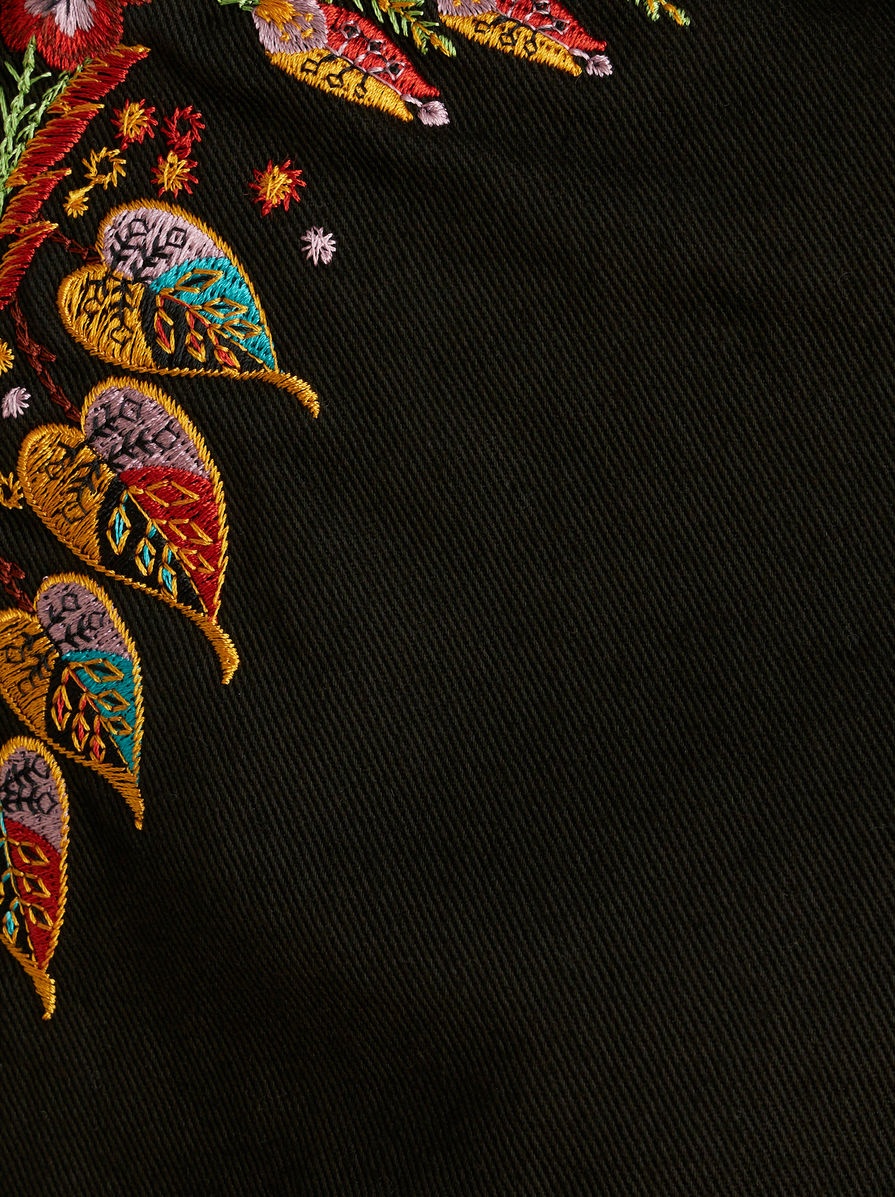 FLARED JEANS WITH FOLIAGE EMBROIDERY - 6