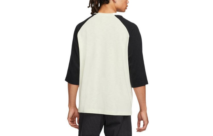Nike Colorblock Round Neck Three-Quarter Long-Sleeve Coconut Milk T-Shirt DV1726-113 - 2