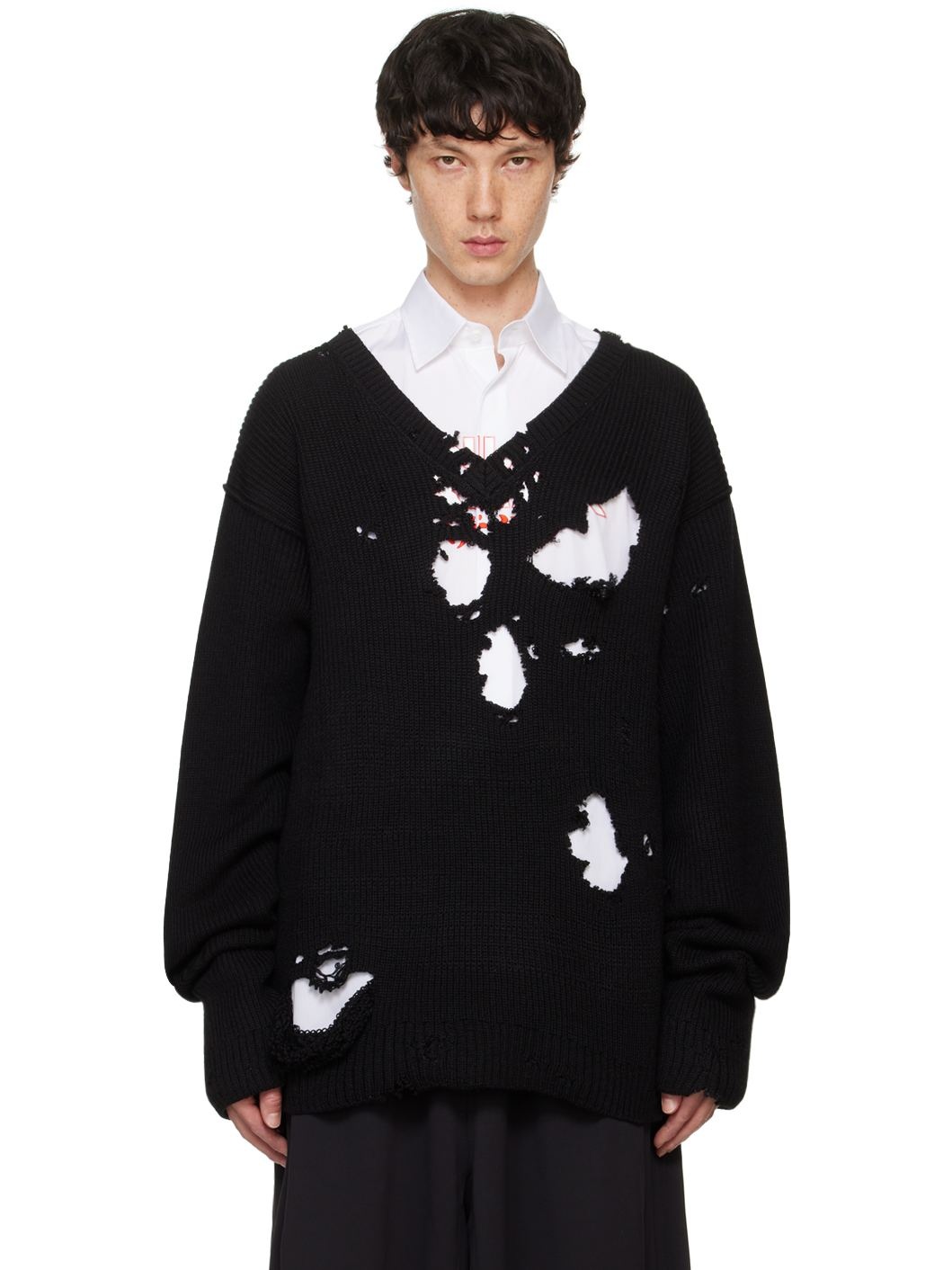 Black Destroyed Sweater - 1