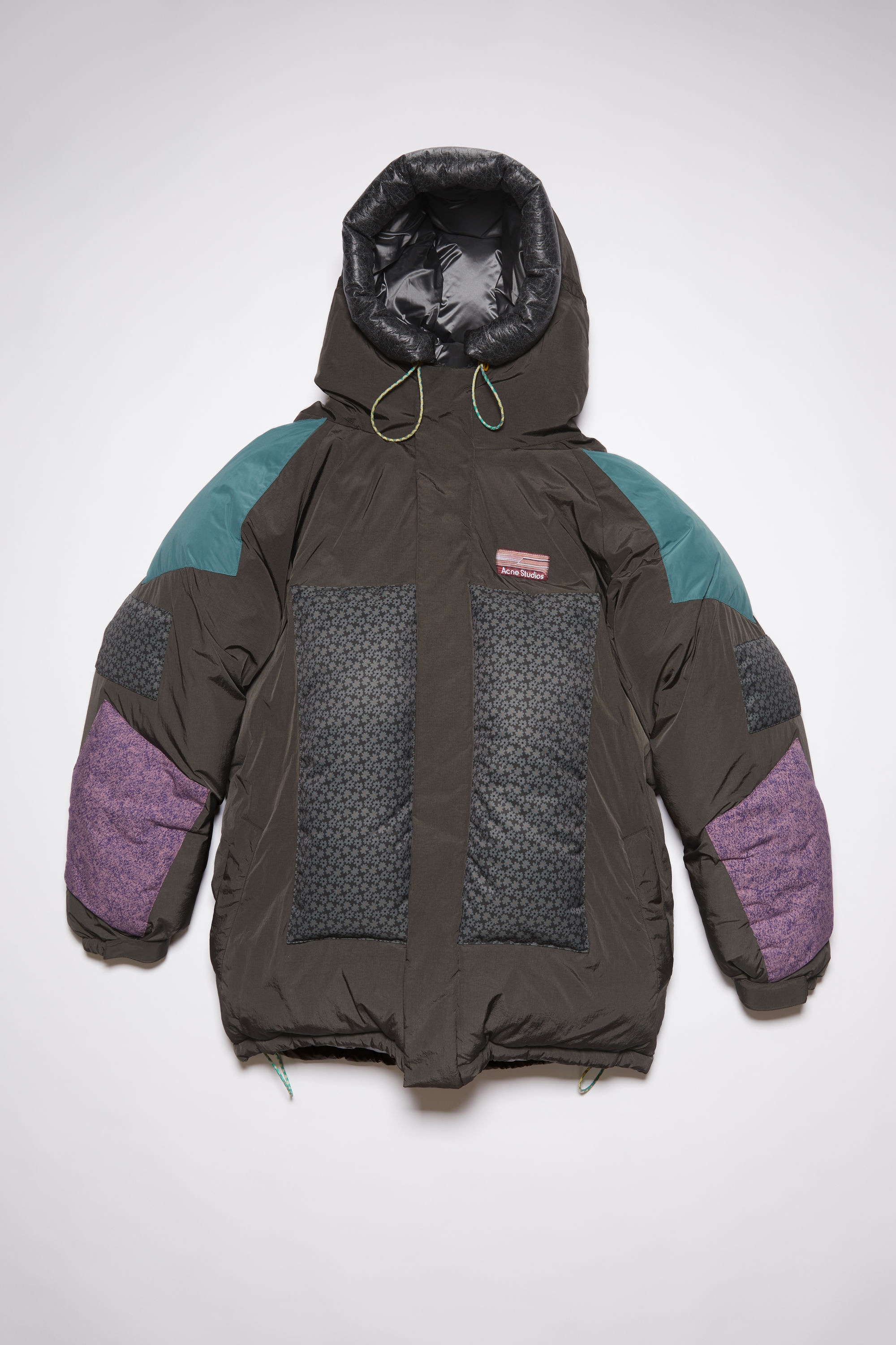 Hooded ripstop puffer jacket - Dark khaki/multi - 1