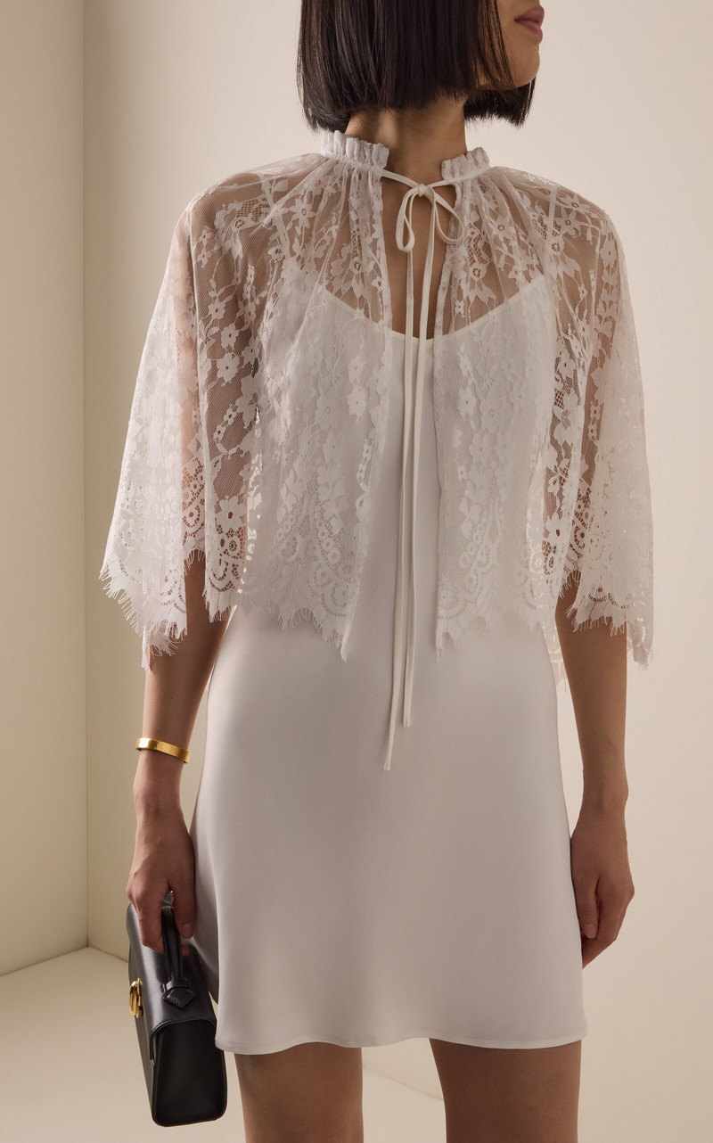 THIRD FORM Exclusive Charmed Lace Cape and Mini Satin Slip Dress ivory outlook