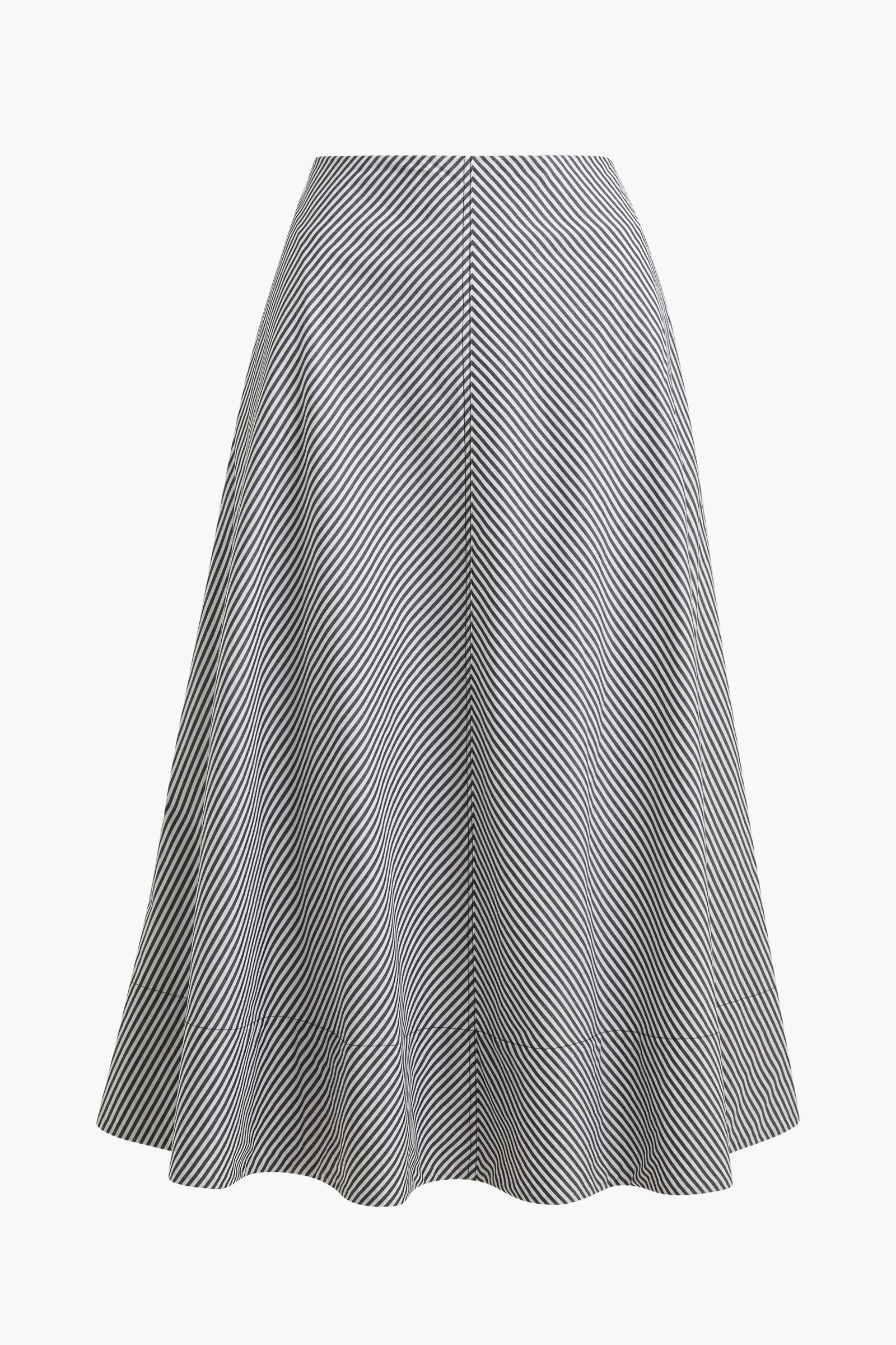The Knox Skirt in Black and White Striped Cotton - 1