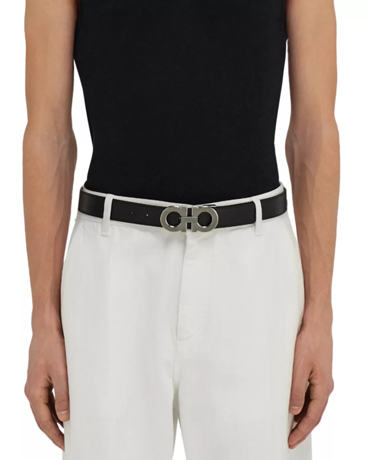 Men's Double Gancini Reversible Leather Belt - 2
