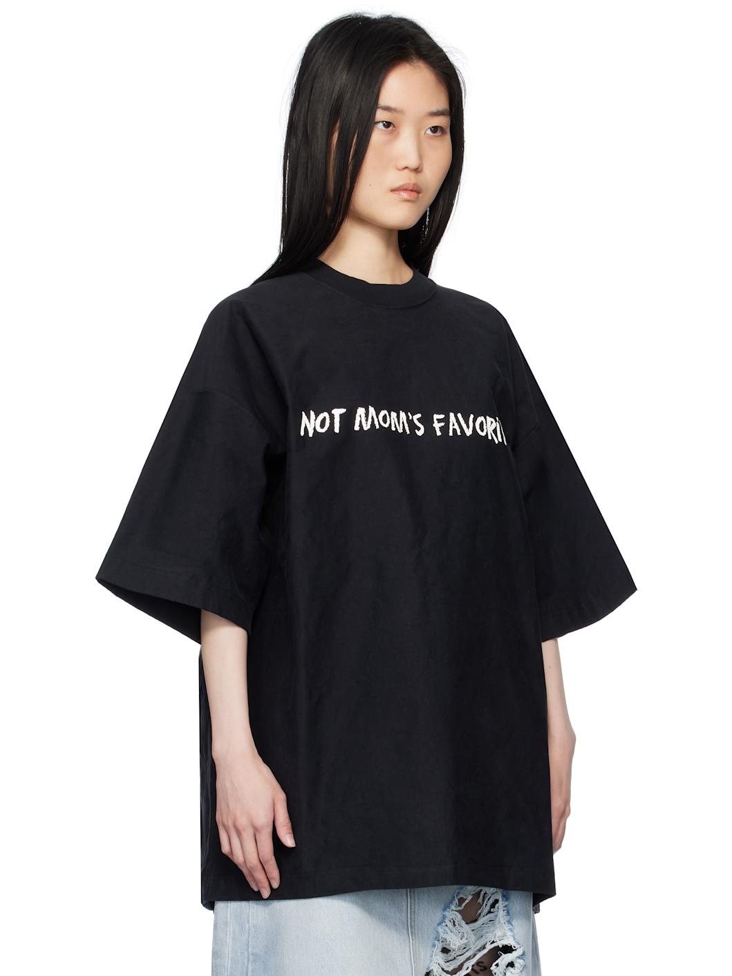 Black Metalized Wrinkled 'Not Mom's Favourite' T-shirt - 2