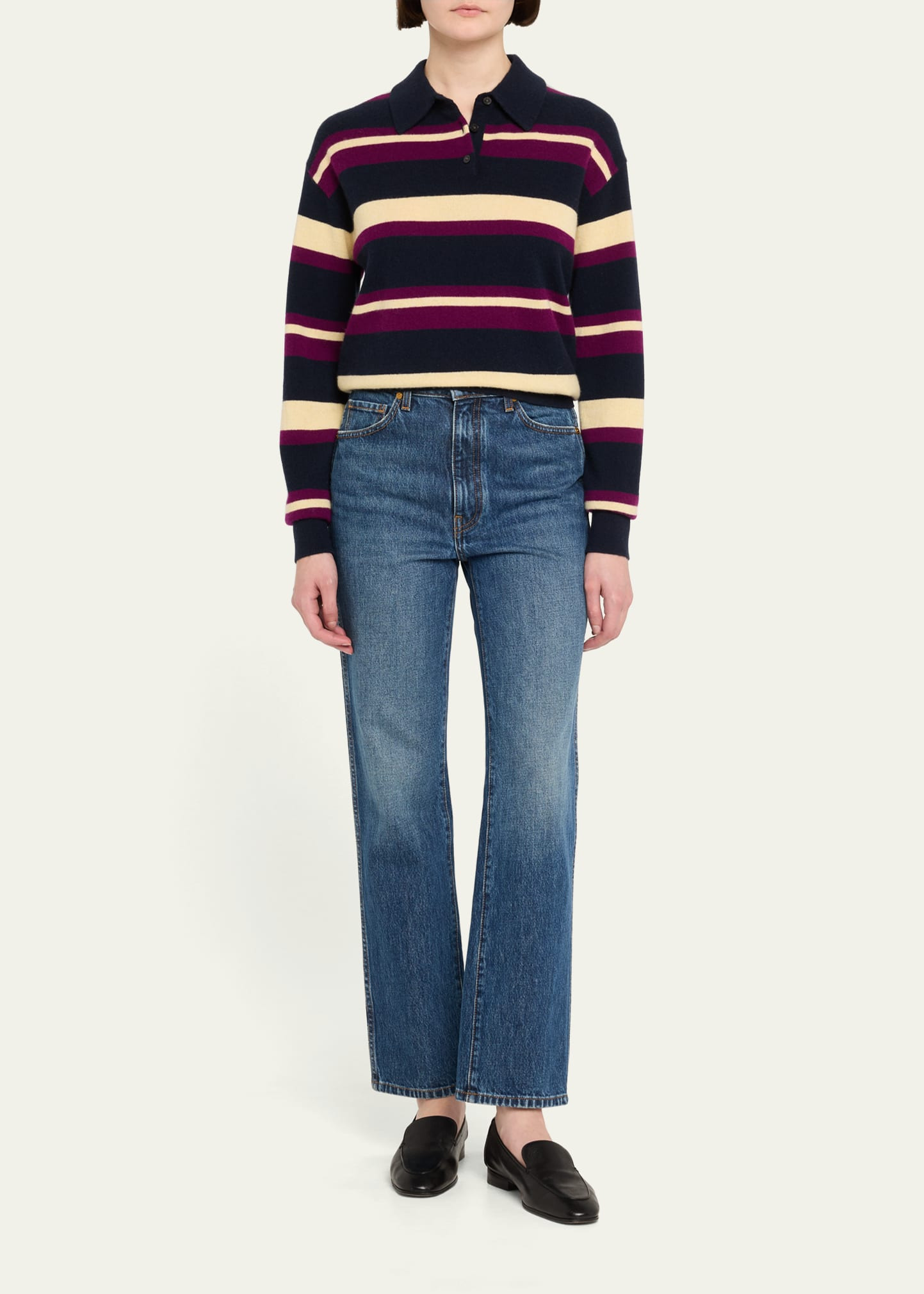Collegiate Striped Cashmere Polo - 2