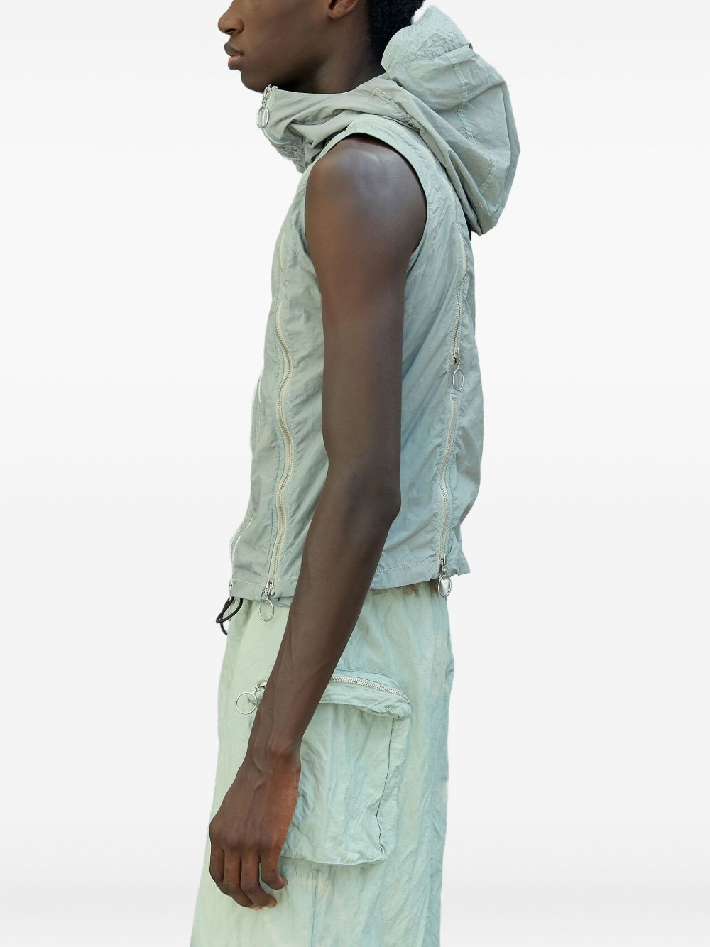 hooded zip vest - 3