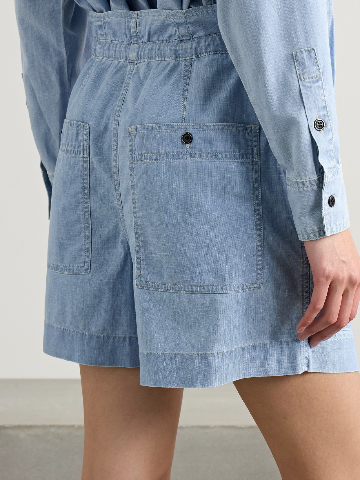 Valdina Cotton-chambray Shorts - 3
