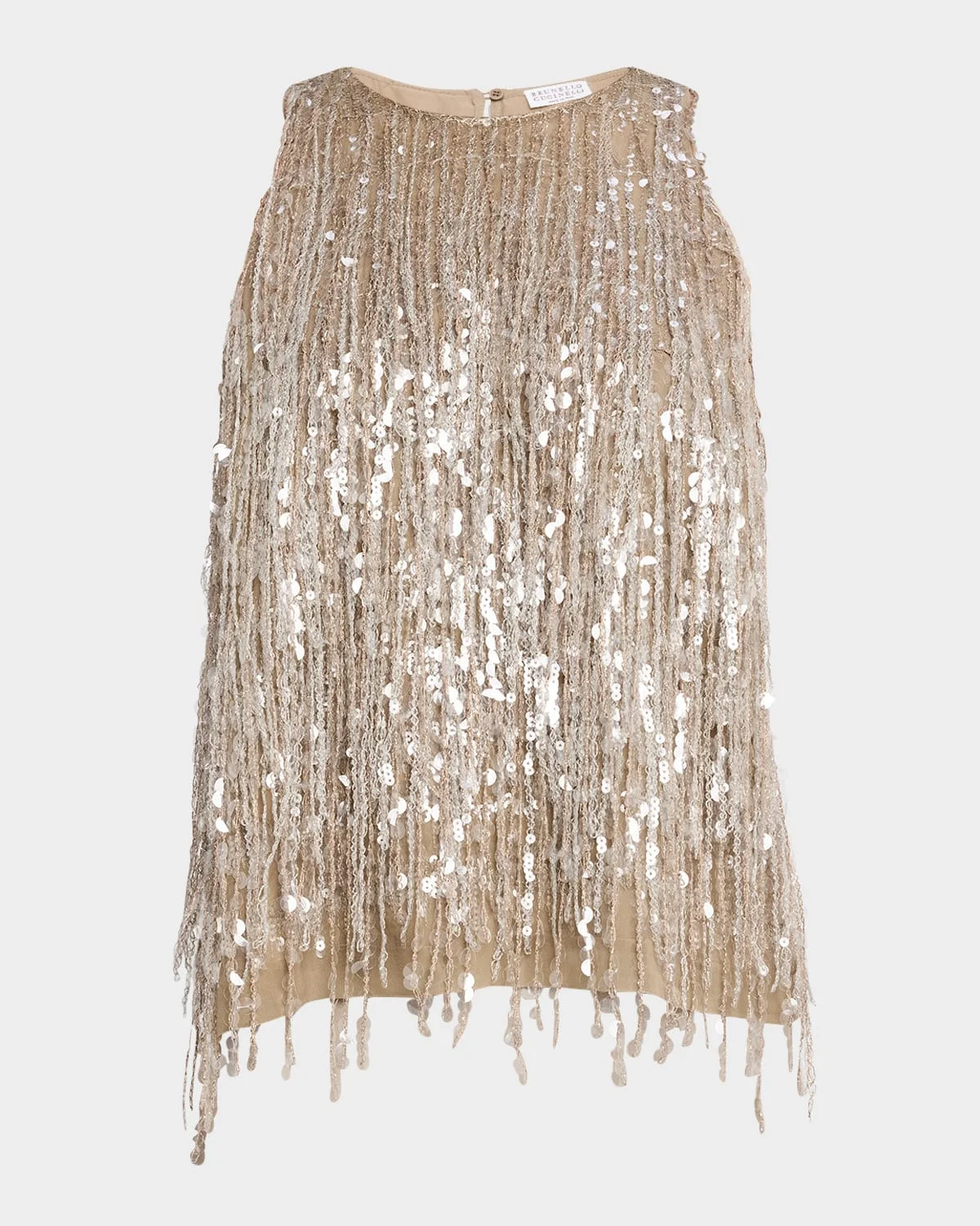 Paillette Waterfall Silk Tank Top - 1